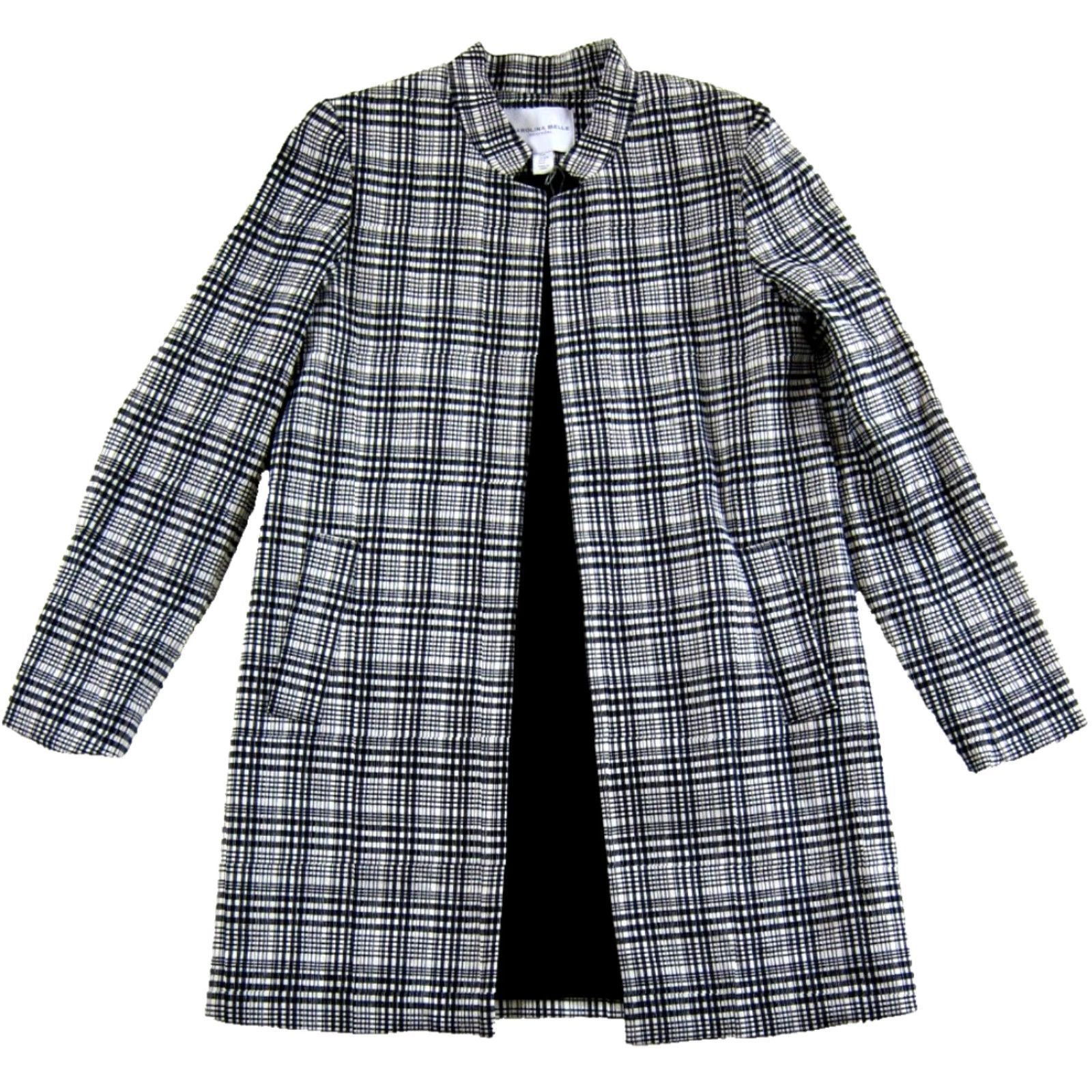 Vintage NWT Carolina Belle Montreal Black White Plaid Houndstooth Blazer Trench Coat M Size M / US 6-8 / IT 42-44 - 2 Thumbnail