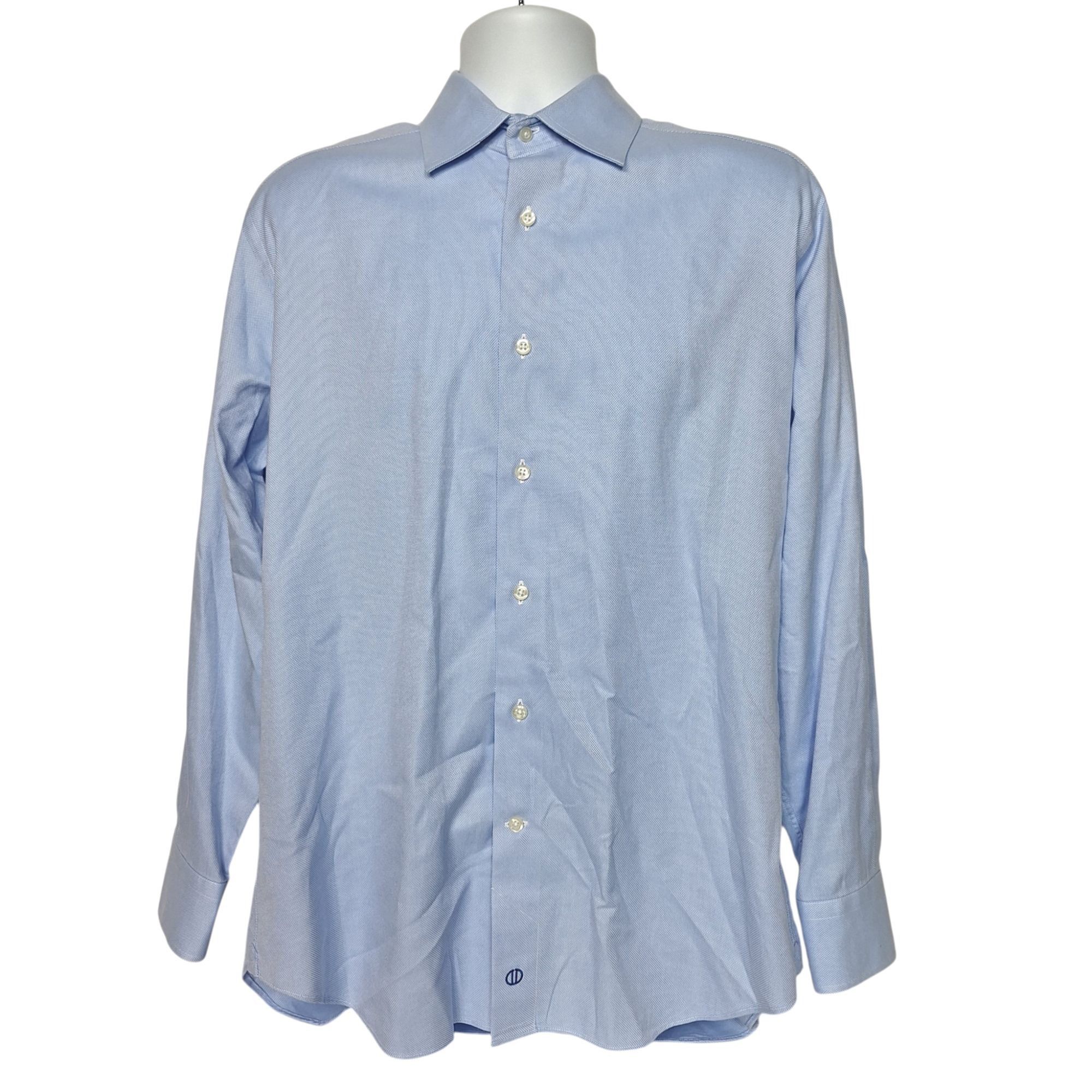 David Donahue David Donahue Dress Shirt Blue Micro Houndstooth Check Cotto Size US L / EU 52-54 / 3 - 2 Thumbnail