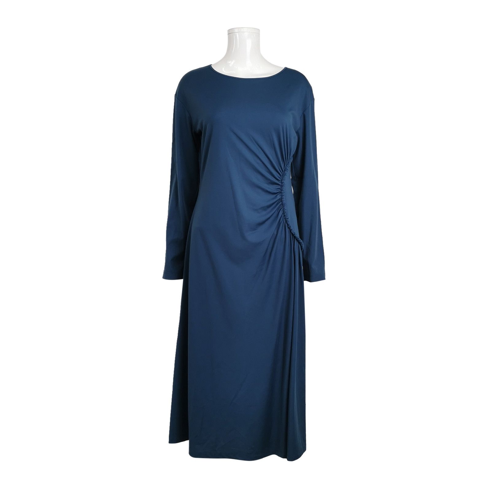 Weekend Max Mara Weekend Max Mara Blue Ruched Dress L Size L / US 10 / IT 46 - 1 Thumbnail