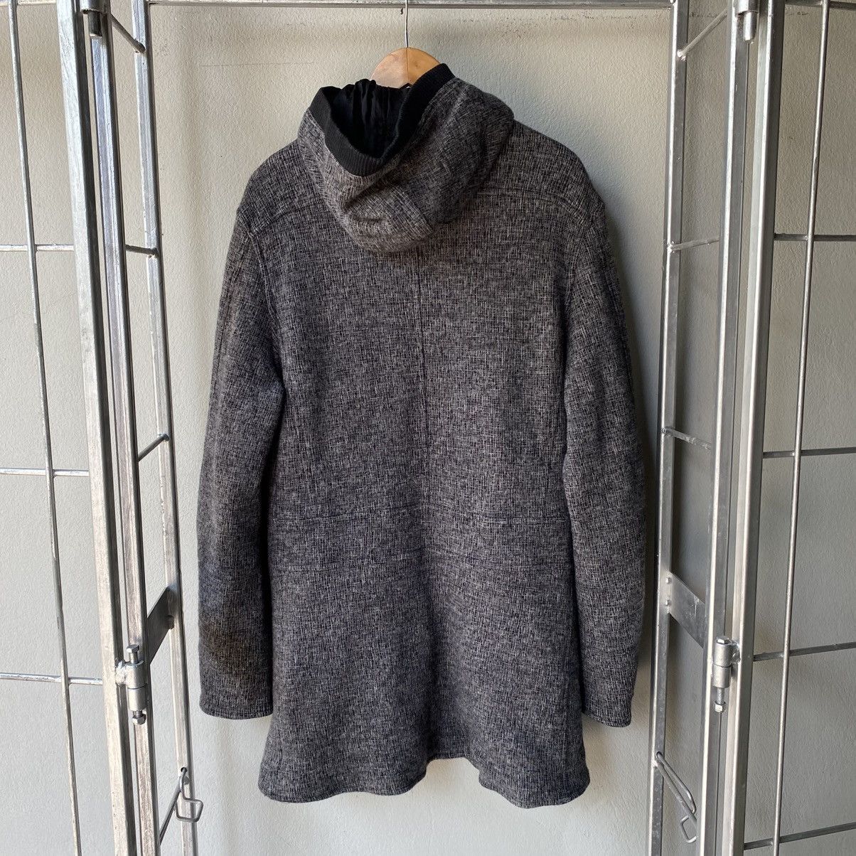 Emporio Armani EMPORIO ARMANI Grey Knit Hooded Coat Size S / US 4 / IT 40 - 18 Thumbnail