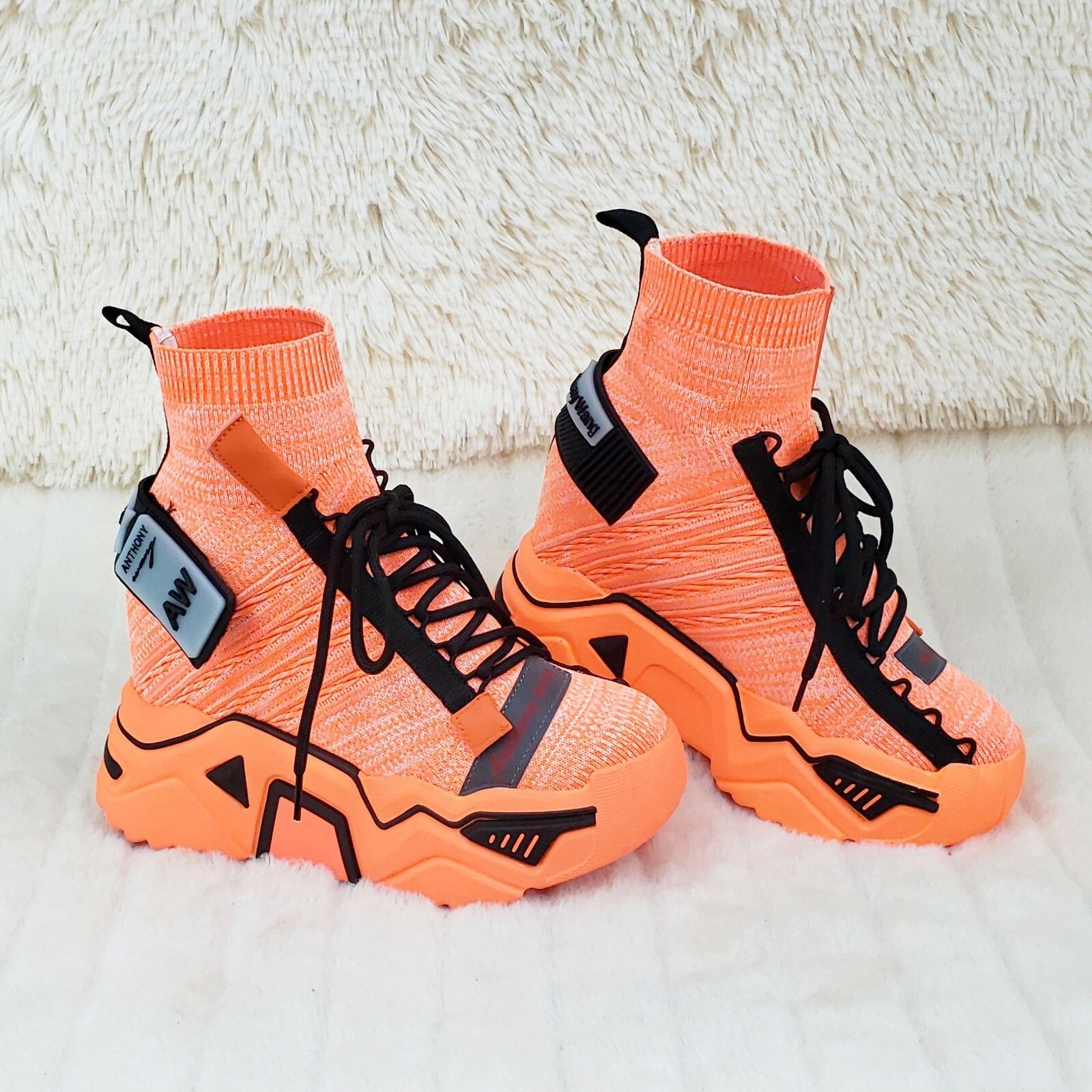 Other Wang Damson Pull On Knit Platform Sneaker Boots 4" Hidden We Size US 7 / IT 37 - 2 Thumbnail