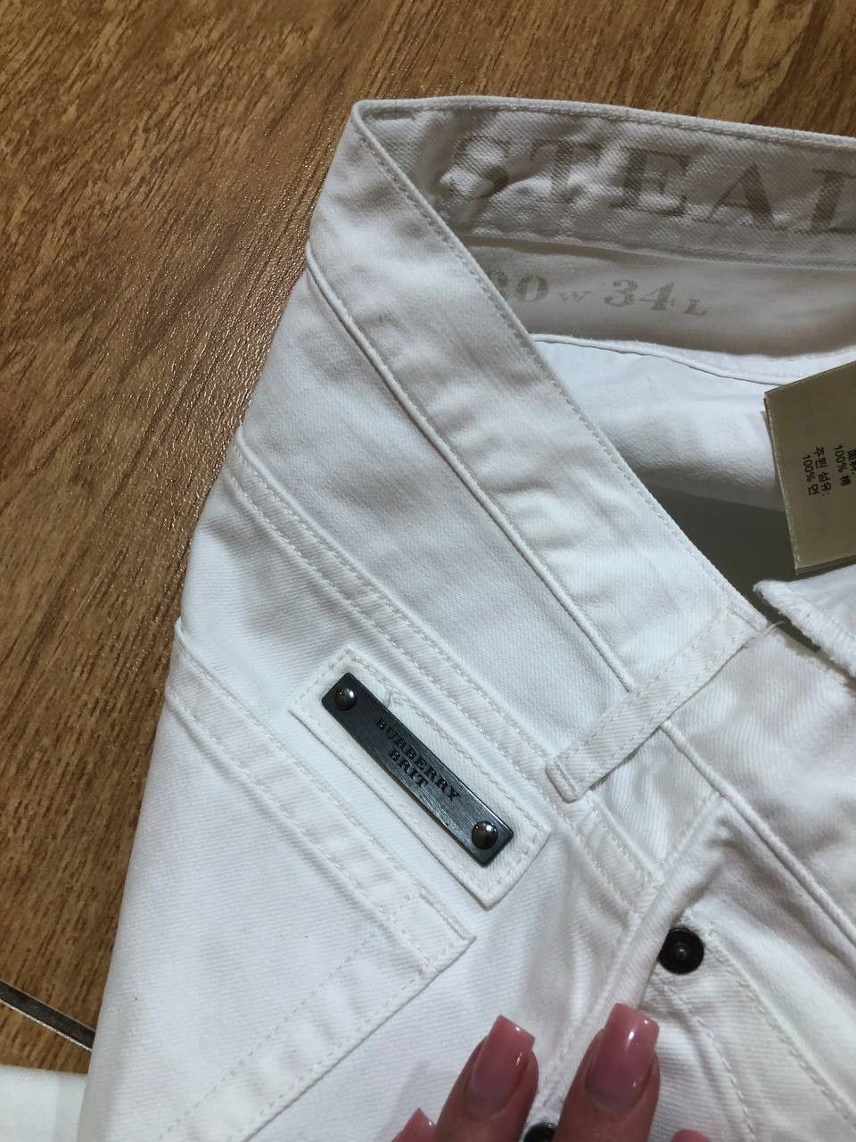 Burberry Mens Burberry Brit Steadman White Cotton Straight Jeans Size US 30 / EU 46 - 7 Thumbnail