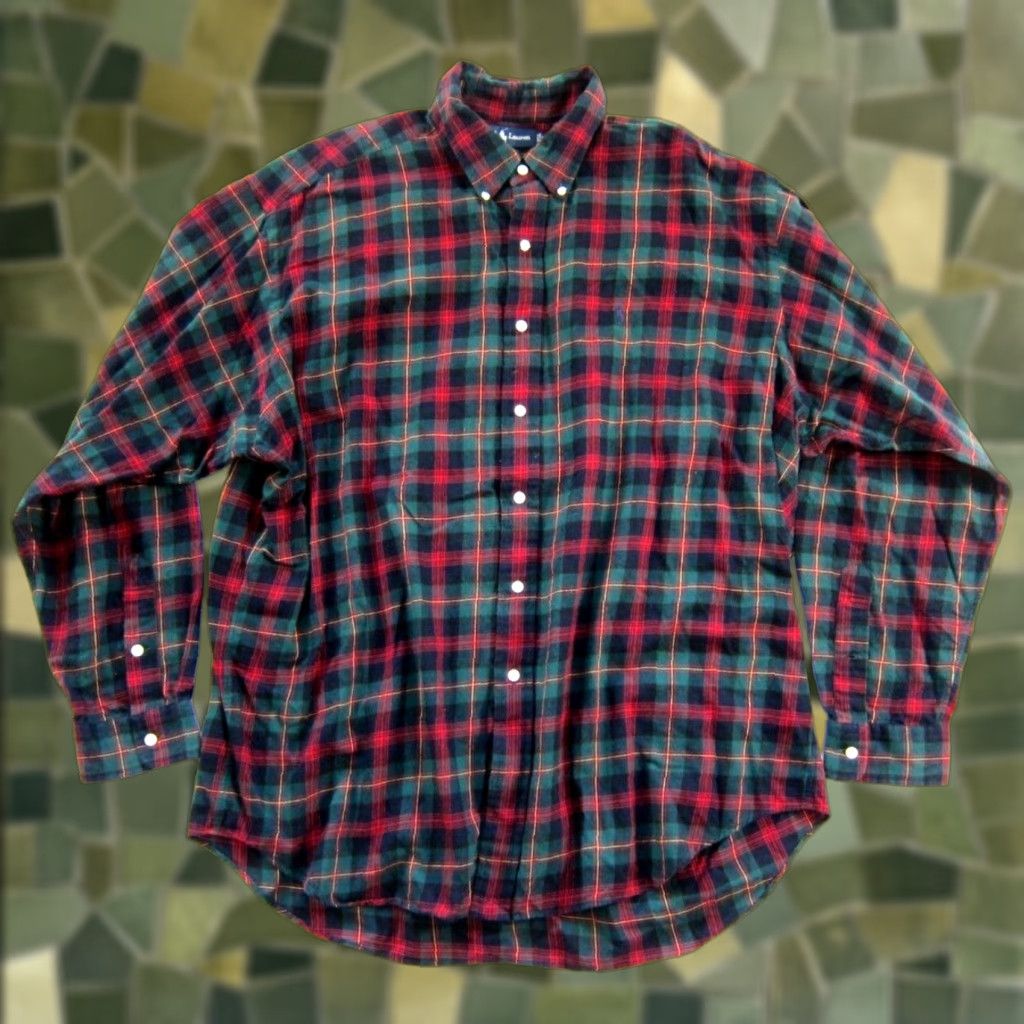 Ralph Lauren VINTAGE Ralph Lauren Blake Shirt Men XL Plaid 100% Cotton Long Sleeve Button-Down Button-Up Red Green 90s Mens Size US XL / EU 56 / 4 - 1 Thumbnail