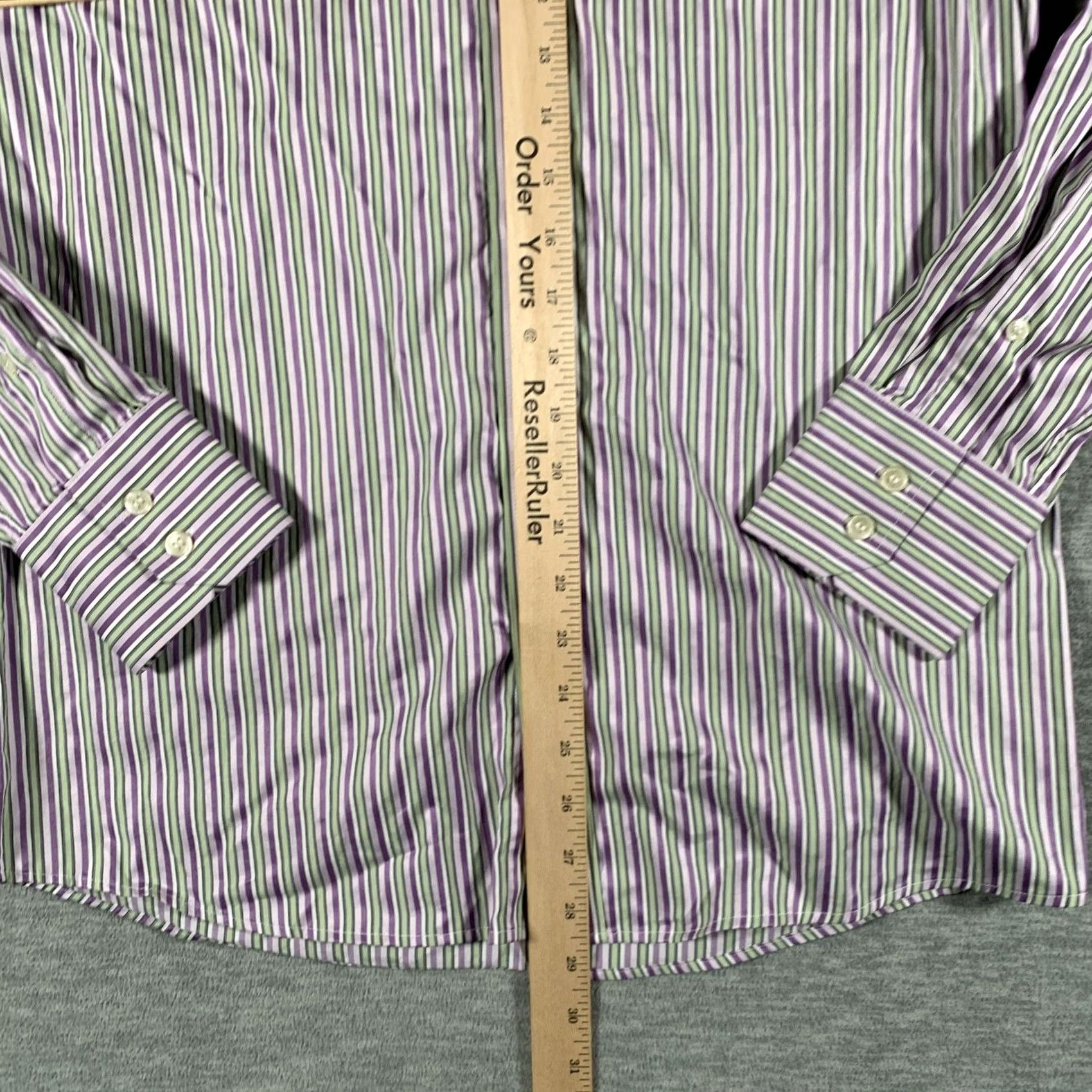 Ted Baker Ted Baker Endurance Dress Shirt Mens 15.5 Purple Striped Long Sleeve Cotton Size 42R - 7 Thumbnail
