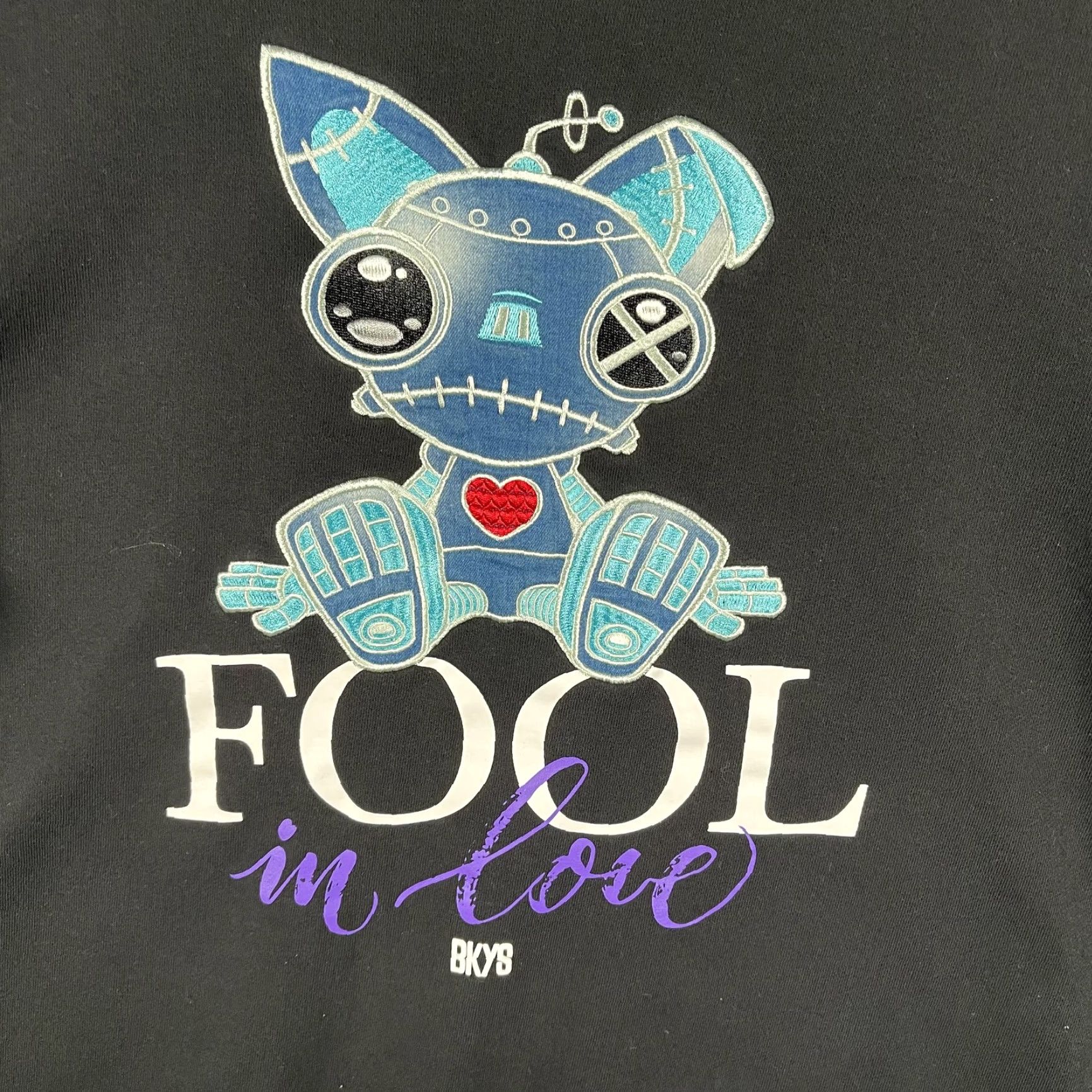 Vintage BKYS Sweatshirt Mens XL Black Fool In Love Robot Cat Graphic Pullover Crewneck Size US XL / EU 56 / 4 - 3 Thumbnail
