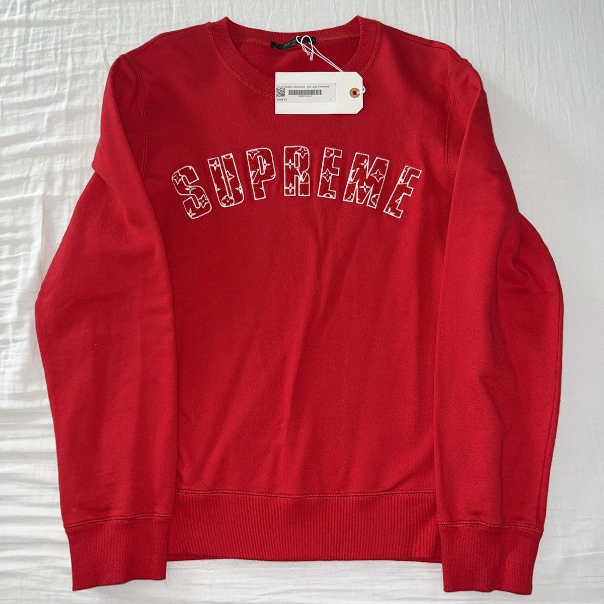 Louis Vuitton × Supreme SUPREME LOUIS VUITTON ARC LOGO CREWNECK SWEATER RED 2017 Size US L / EU 52-54 / 3 - 3 Thumbnail