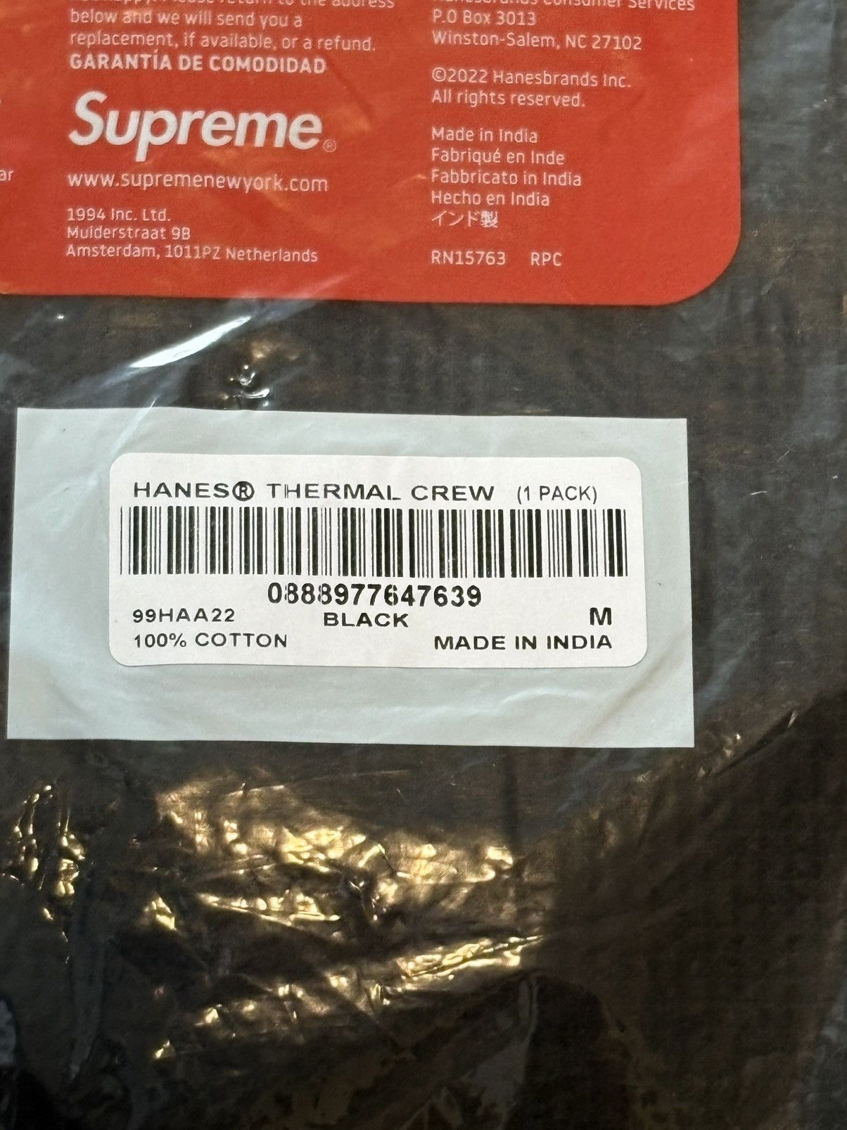 Hanes × Supreme Supreme Hanes Thermal Crewneck Black Brand New Size Medium Size US M / EU 48-50 / 2 - 3 Thumbnail