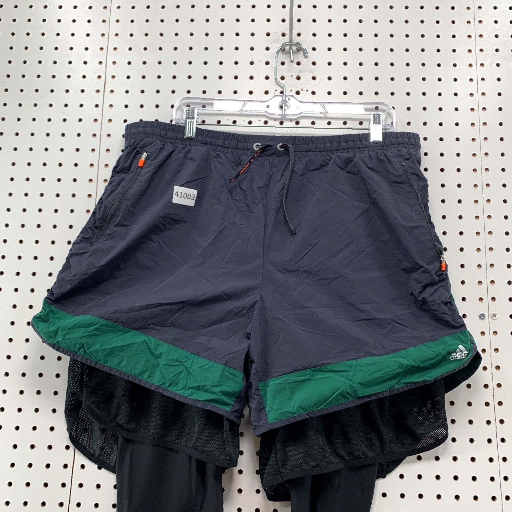 Adidas Adidas Running Shorts Mens XL Blue Green Compression Lined Zip Pockets Size US 36 / EU 52 - 3 Thumbnail