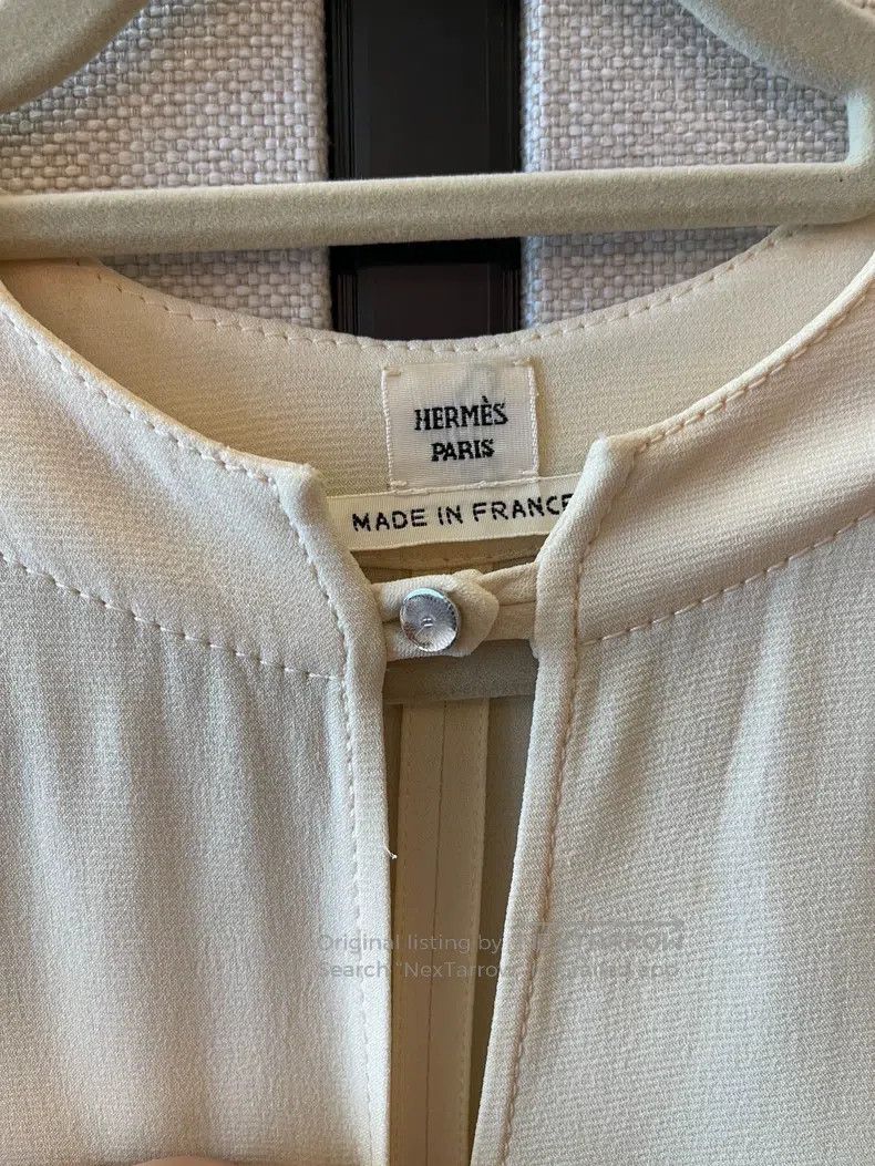 Hermes Hermes Ivory true silk long-sleeve top, 100% mulberry silk Size XXS / US 00 / IT 34 - 2 Thumbnail