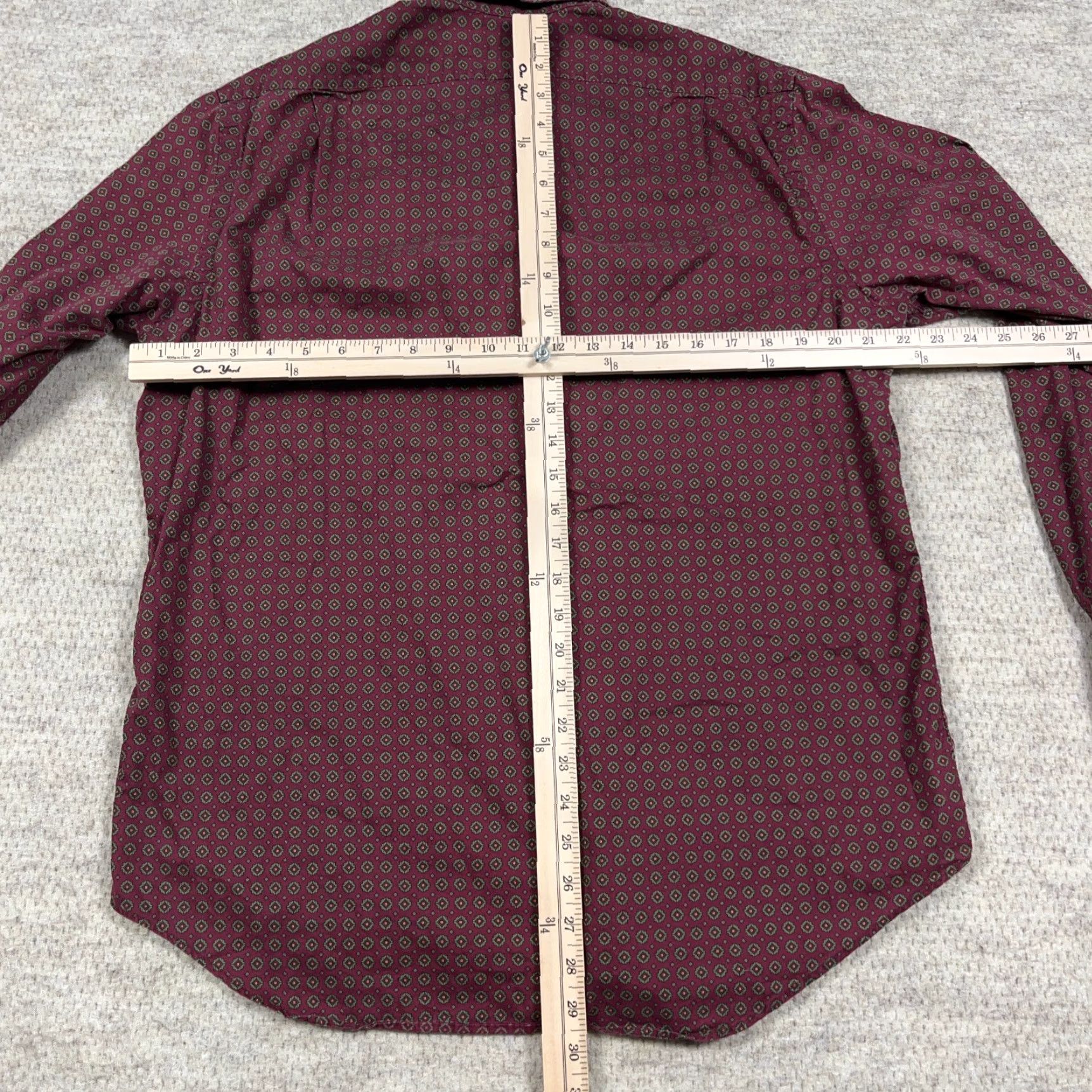 Polo Ralph Lauren VINTAGE Polo Ralph Lauren Shirt Men Large Maroon Button Up Dress Poplin Spotted Adult Size 42R - 4 Thumbnail