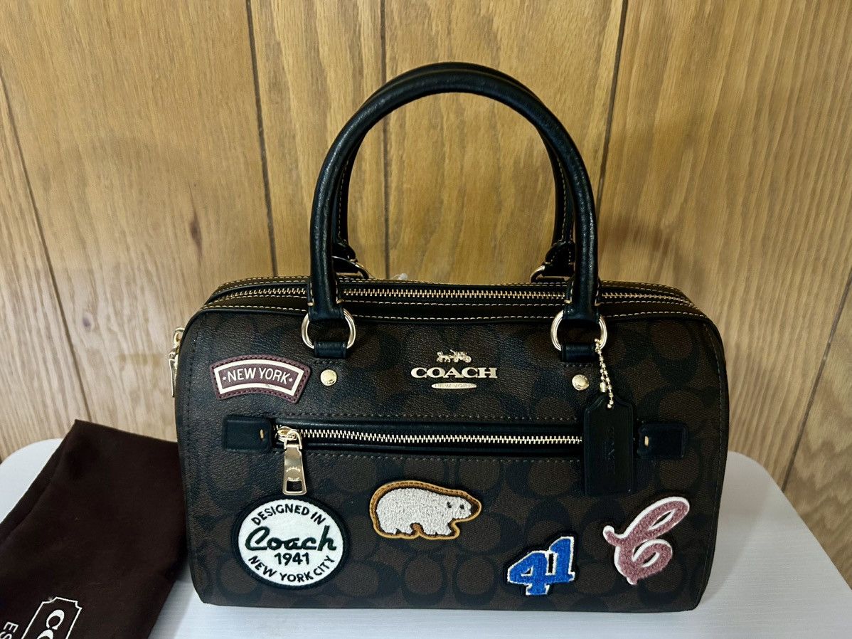 Coach Rowan Satchel Crossbody Signature Canvas w/ Ski Patches Size ONE SIZE - 3 Thumbnail