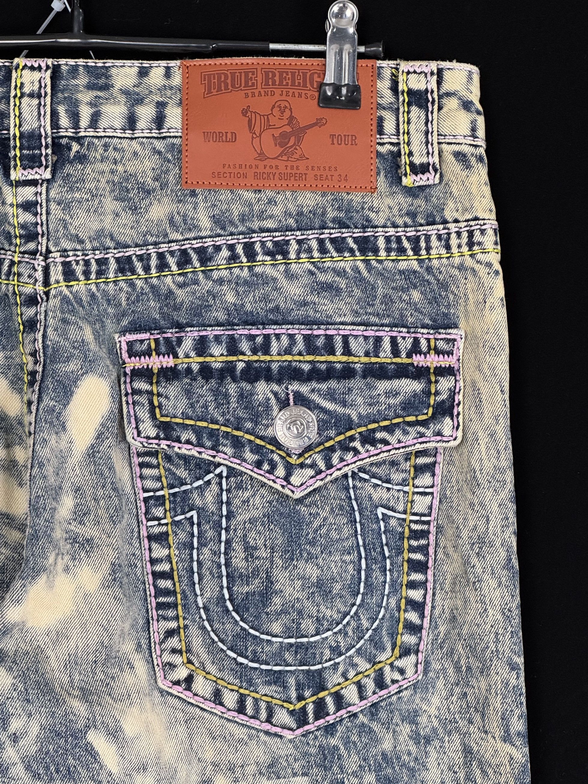 True Religion × Vintage UNWORN* THICK STITCHING HEAVY WASH TWO TONE STITCHING JEANS Size US 32 / EU 48 - 1 Thumbnail