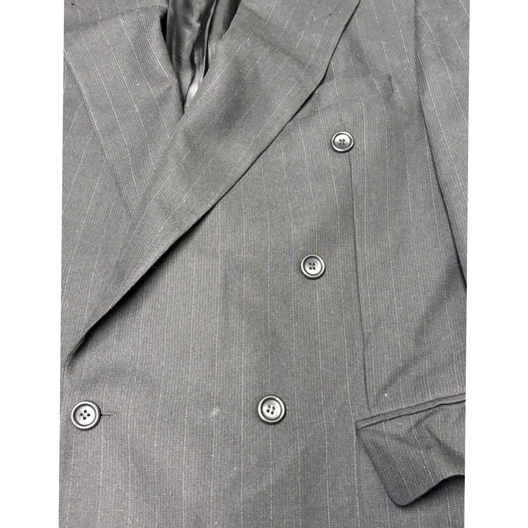 Hugo Boss VINTAGE Hugo Boss Blazer Jacket Mens Pinstripe Double-Breasted Grey USA Made Size 52R Size 52R - 2 Thumbnail