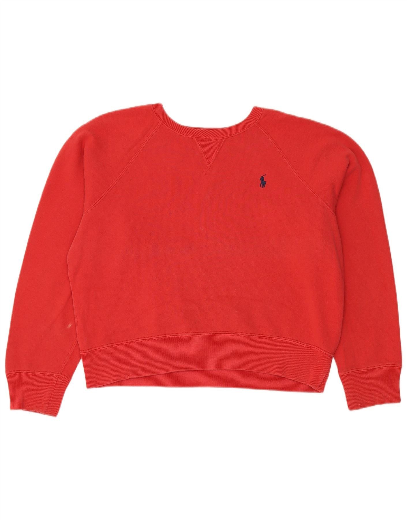Polo Ralph Lauren Womens Overd Sweatshirt Jumper UK 14 Medium Red Size XL / US 12-14 / IT 48-50 - 1 Thumbnail