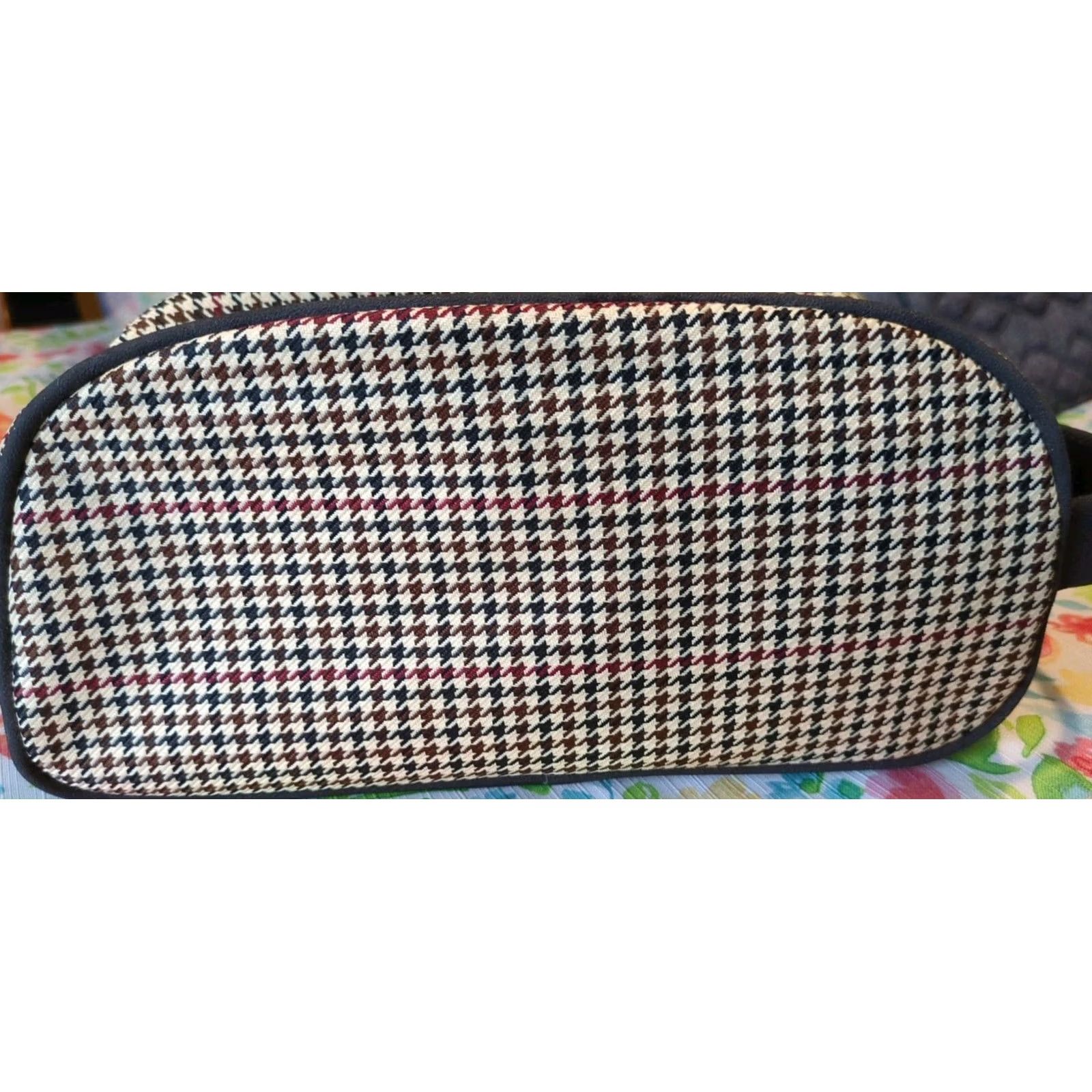 Vintage Aramis Mens Travel Toiletry Wash Bag Houndstooth Satchel Canvas Beige Zip Travel Classic Size ONE SIZE - 4 Thumbnail