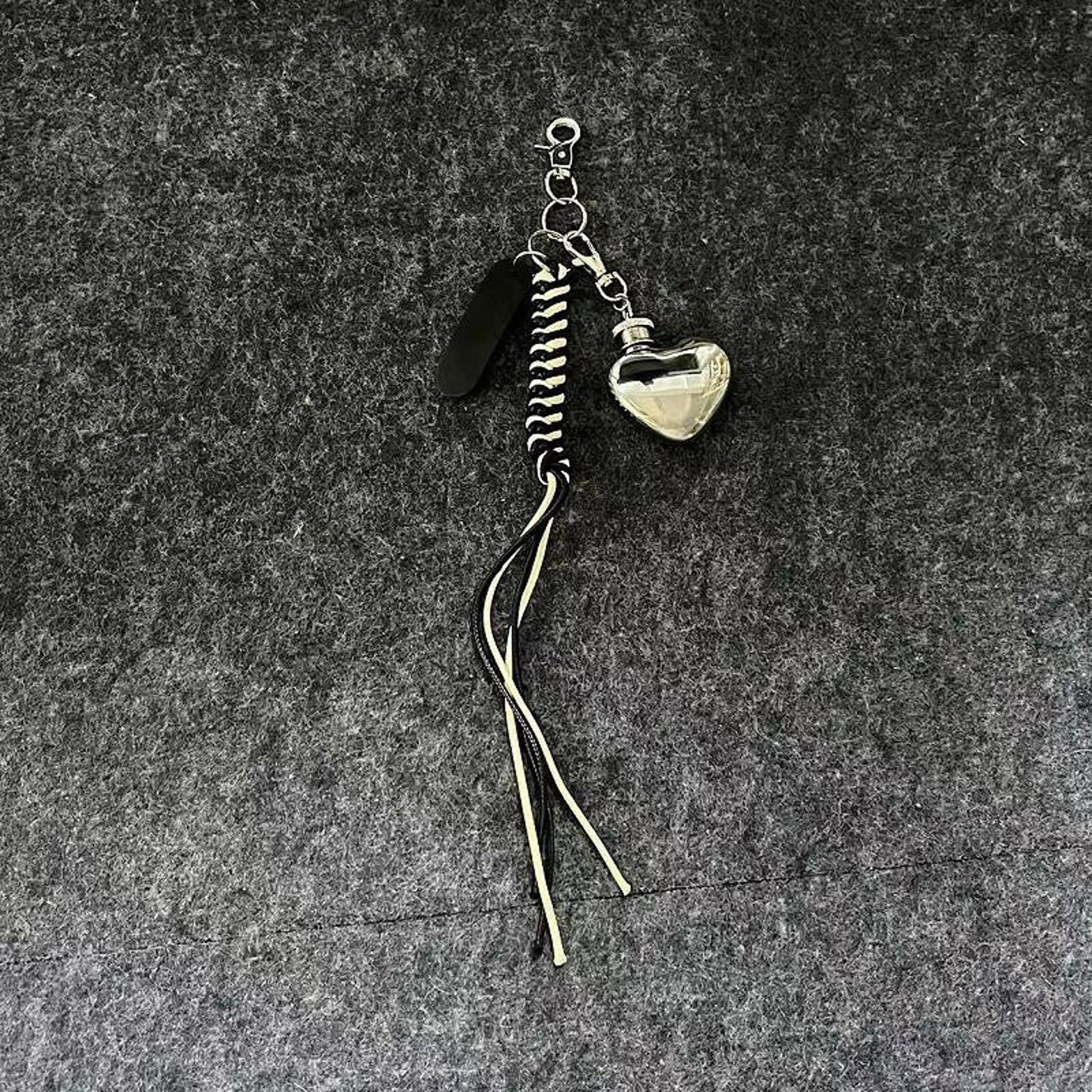 Jewelry Leather Tassel Keychains with Mini Flask Charms Size ONE SIZE - 1 Thumbnail