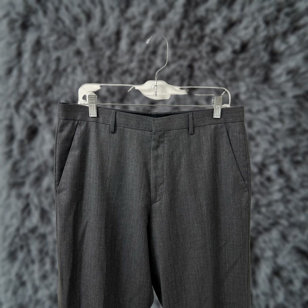 Calvin Klein Calvin Klein Dress Pants Mens 33x32 Dark Gray Wool Blend Flat Front Straight Leg Size US 33 - 1 Thumbnail