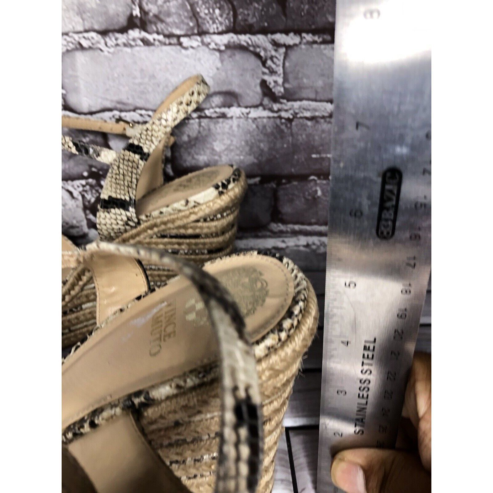Vince Camuto Vince Camuto Marybell Ivory Leather Snake Wedge Espadrilles Size US 10.5 / IT 40.5 - 12 Thumbnail