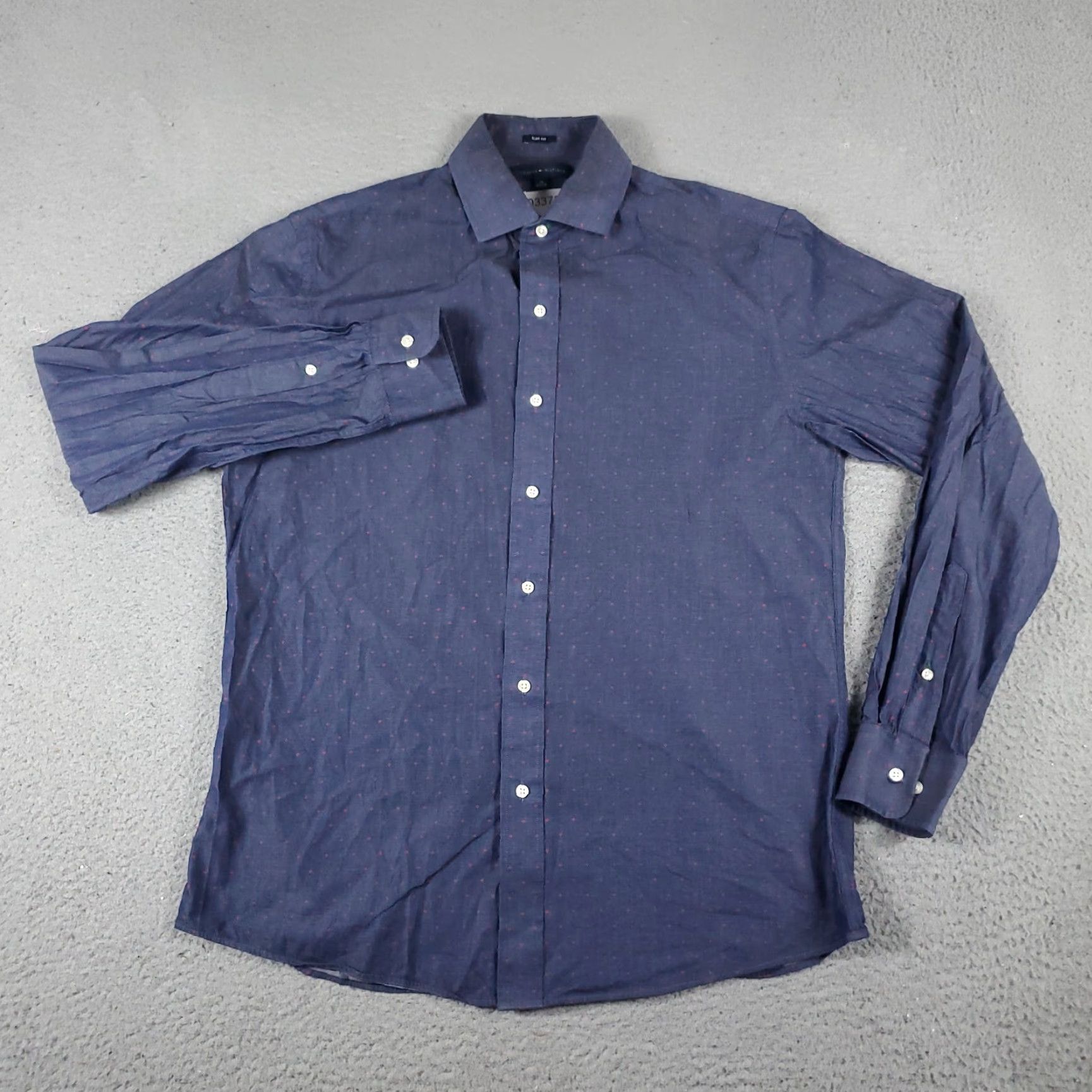 Tommy Hilfiger Tommy Hilfiger Dress Shirt Mens 16 Blue Geometric Button Up Long Sleeve Size 42R - 2 Thumbnail