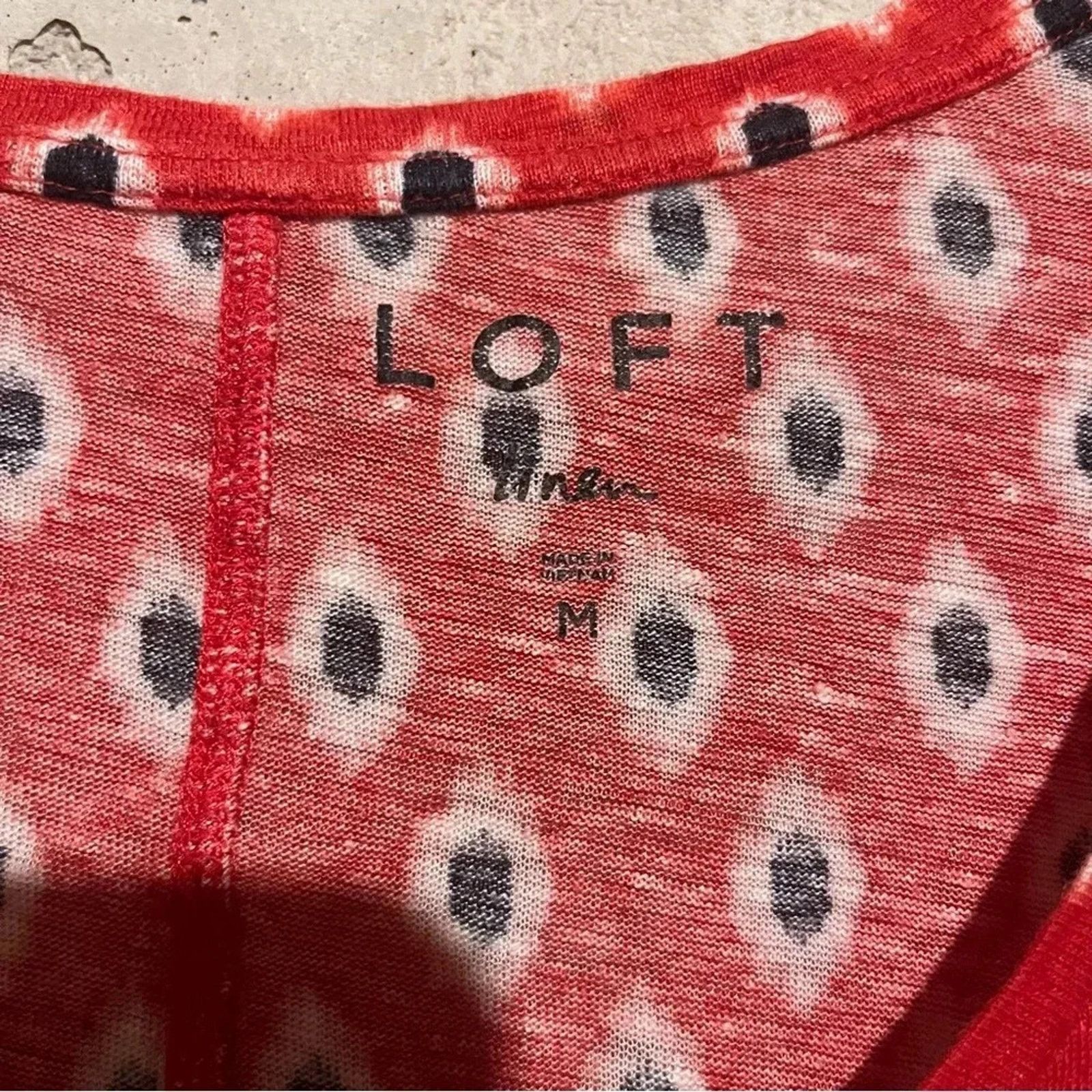 Loft Loft Women's 100% Linen Shirt Size M Red Dot Pattern Size M / US 6-8 / IT 42-44 - 5 Thumbnail