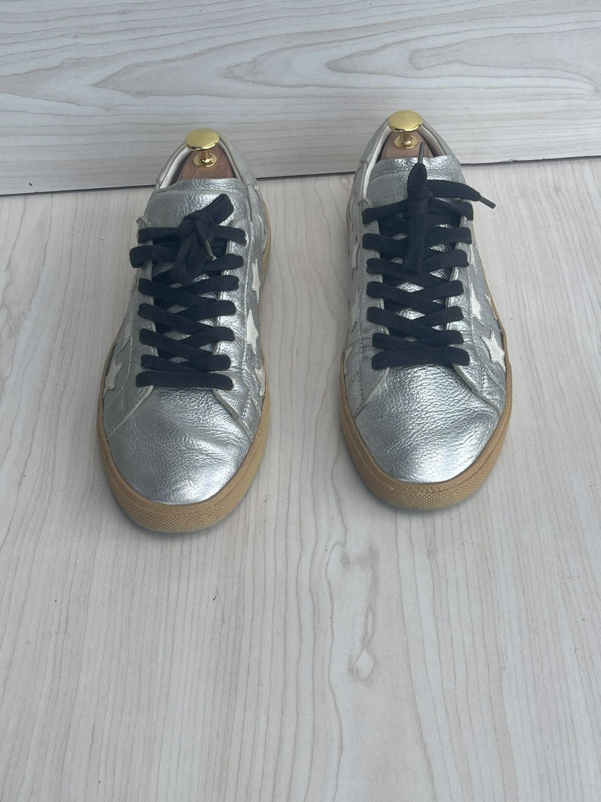 Saint Laurent Paris SAINT LAURENT WHITE AND SILVER STARS SNEAKERS Size US 8 / EU 41 - 2 Thumbnail