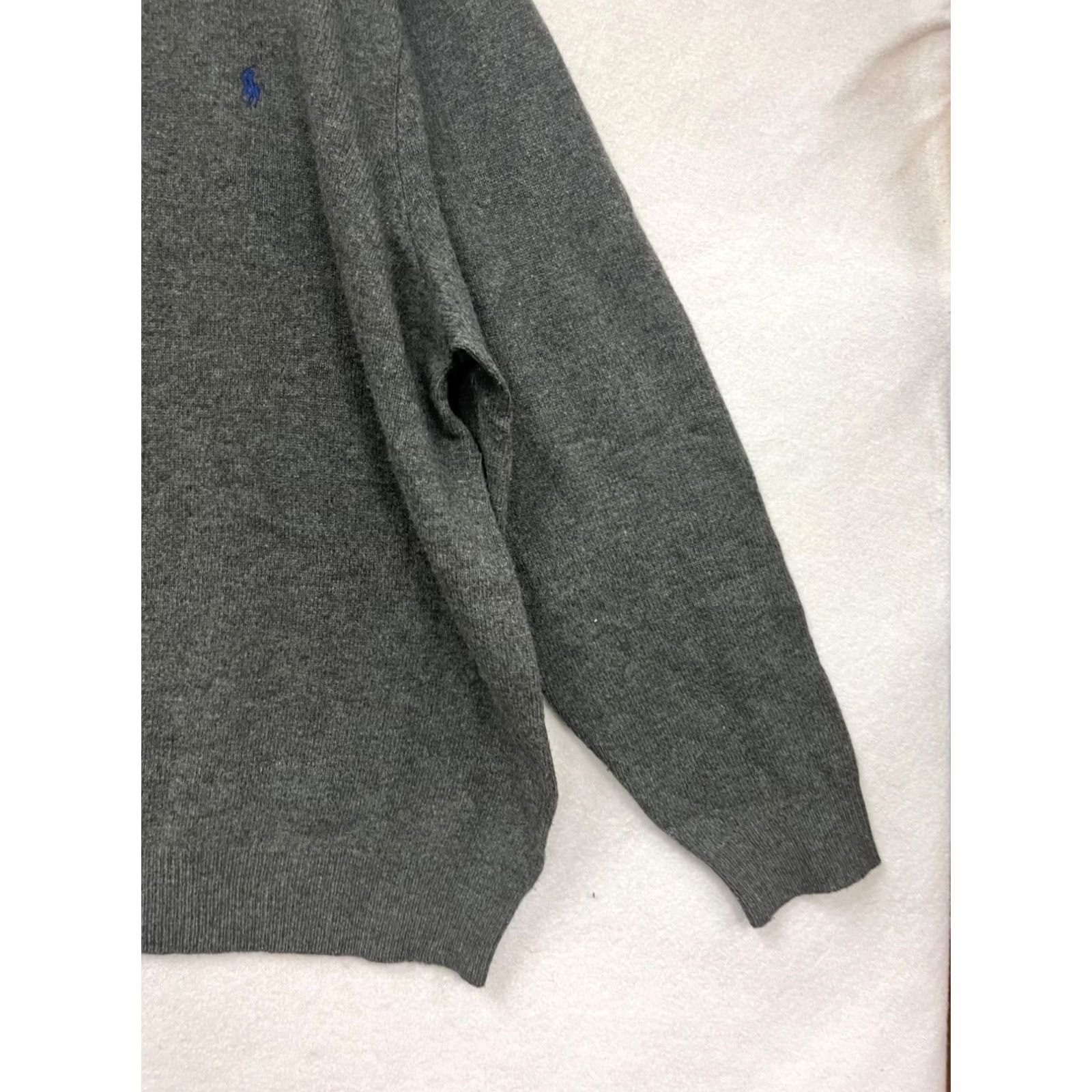 Polo Ralph Lauren Polo Ralph Lauren Sweater V-Neck 5X Lambswool Charcoal Grey Mens Pullover Knit Logo Long Sleeve Regular Vintage No Size US XXL / EU 58 / 5 - 4 Thumbnail