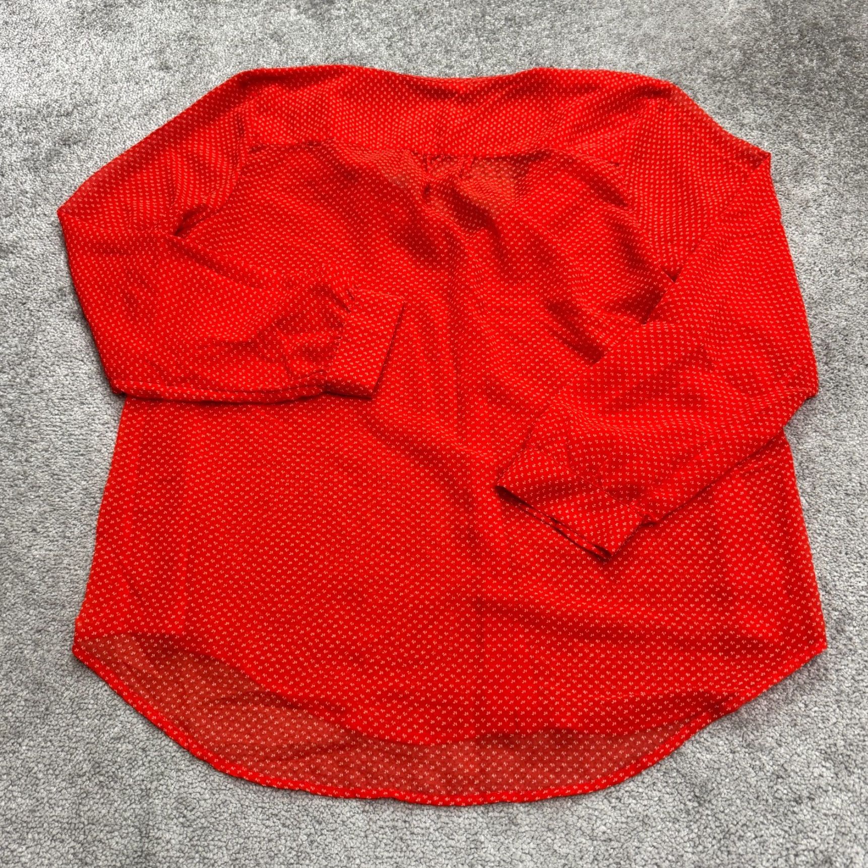 Old Navy Old NavyButton DownShirt Blouse Womens XL Red Micro FloralChiffon Casual Top Size XL / US 12-14 / IT 48-50 - 2 Thumbnail