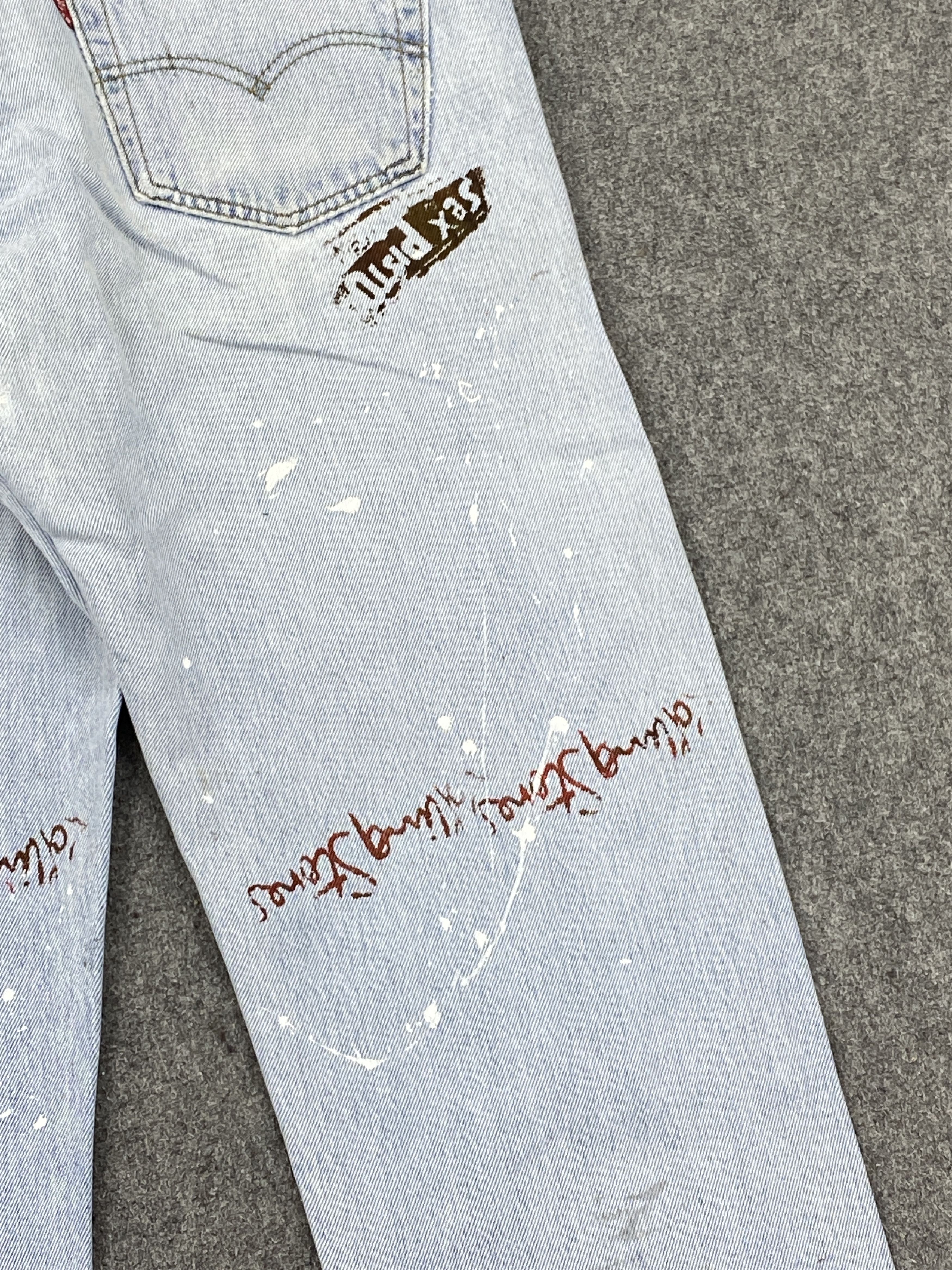 Levi's Vintage 80s Levis 501 Sex Pistols Custom Made Jeans DP2724 Size US 30 / EU 46 - 20 Thumbnail