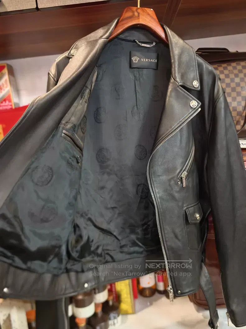 Versace Versace Heavy men's motorcycle leather jacket Size US XXL / EU 58 / 5 - 4 Thumbnail