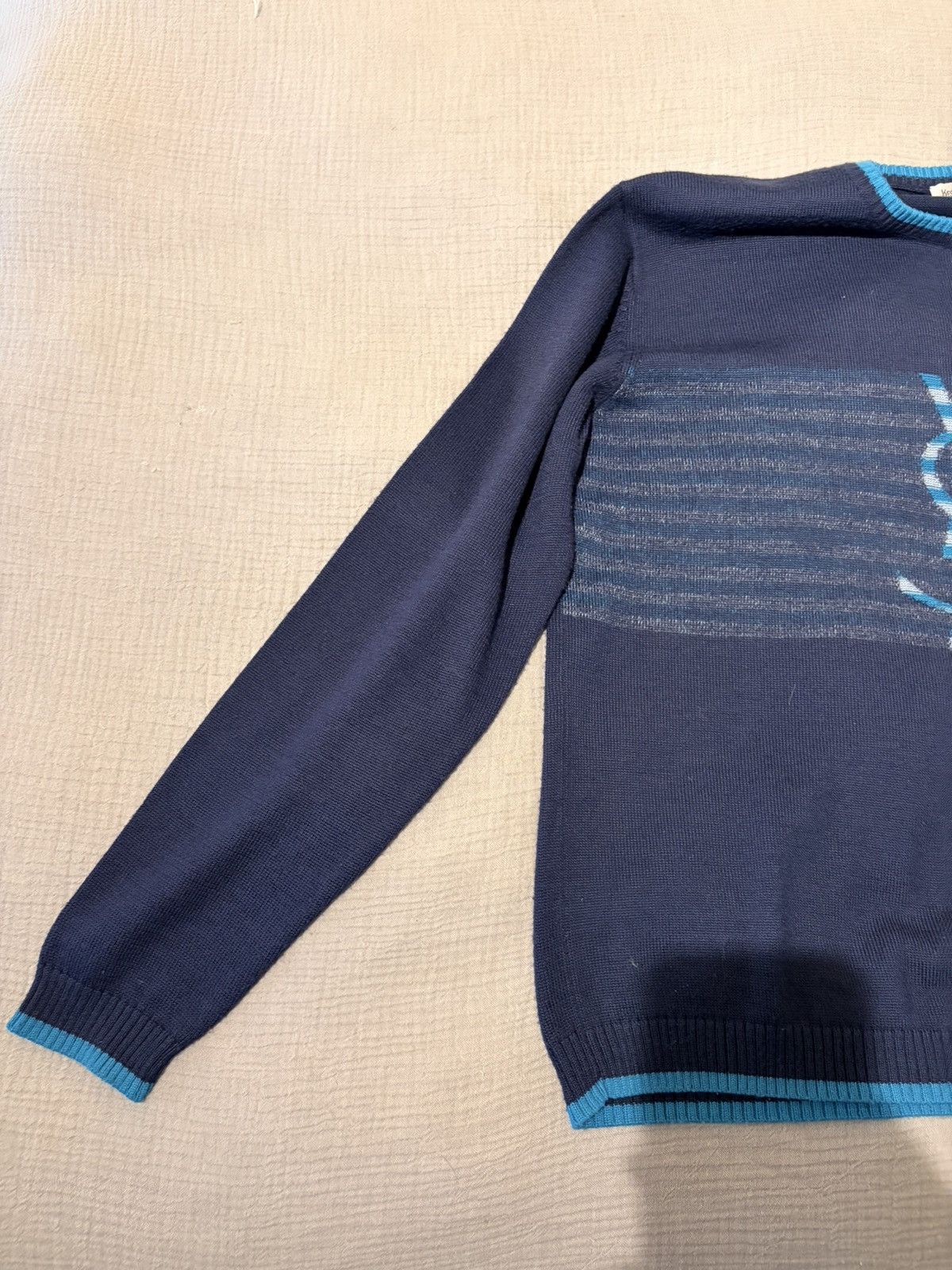 Yves Saint Laurent Yves saint laurent logo sweater in blue Size US XXL / EU 58 / 5 - 4 Thumbnail