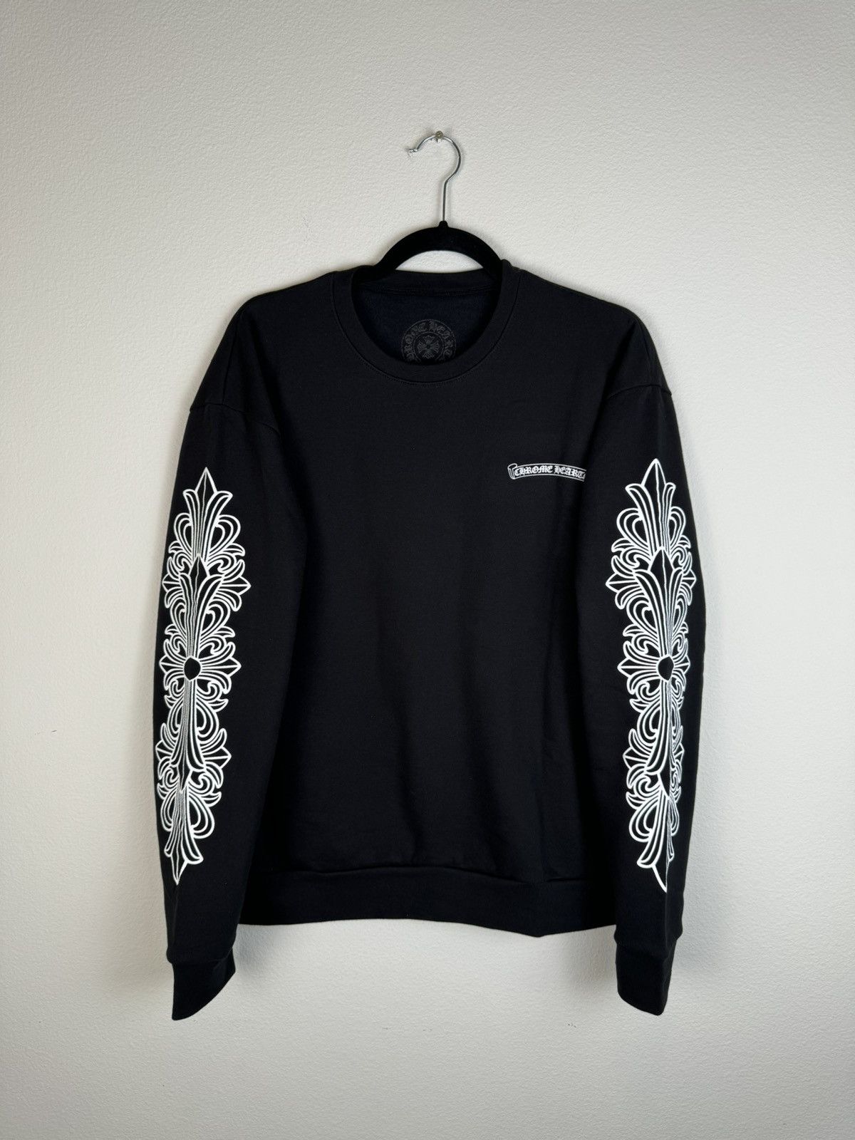 image of Chrome Hearts Dagger Eye Chart Crewneck Sweater in Black, Men's (Size Small)