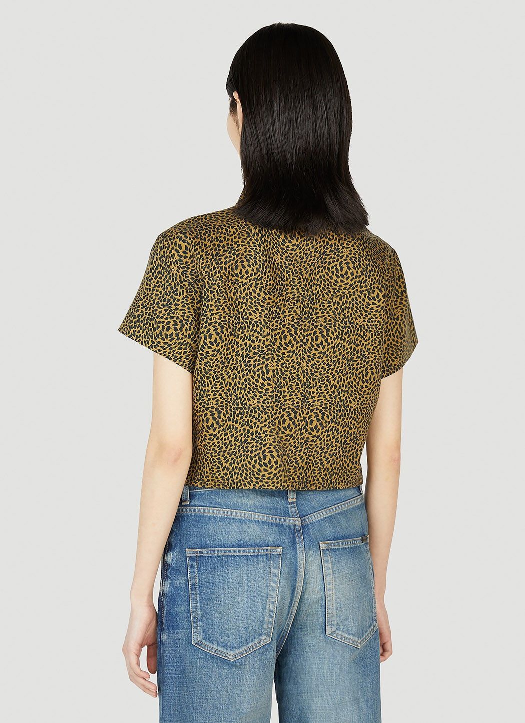 Saint Laurent Paris o1la1rc1a0425 725760 Leopard-Print Cropped Shirt in Leopard Size M / US 6-8 / IT 42-44 - 3 Thumbnail