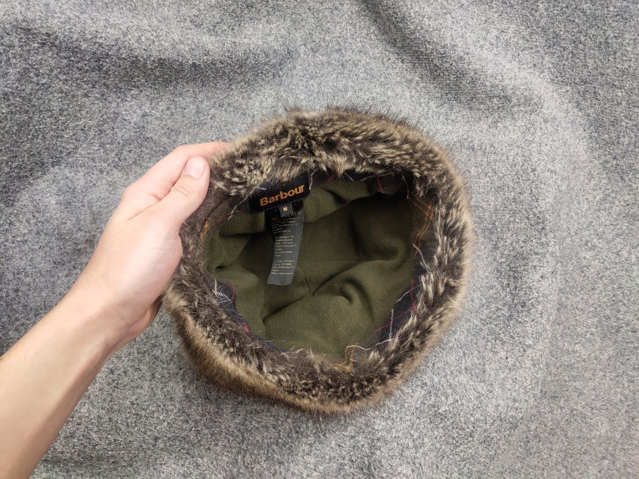 Barbour Barbour Ambush Waxed Unisex Hat Faux Fur Olive Fleece Lining Size ONE SIZE - 9 Thumbnail