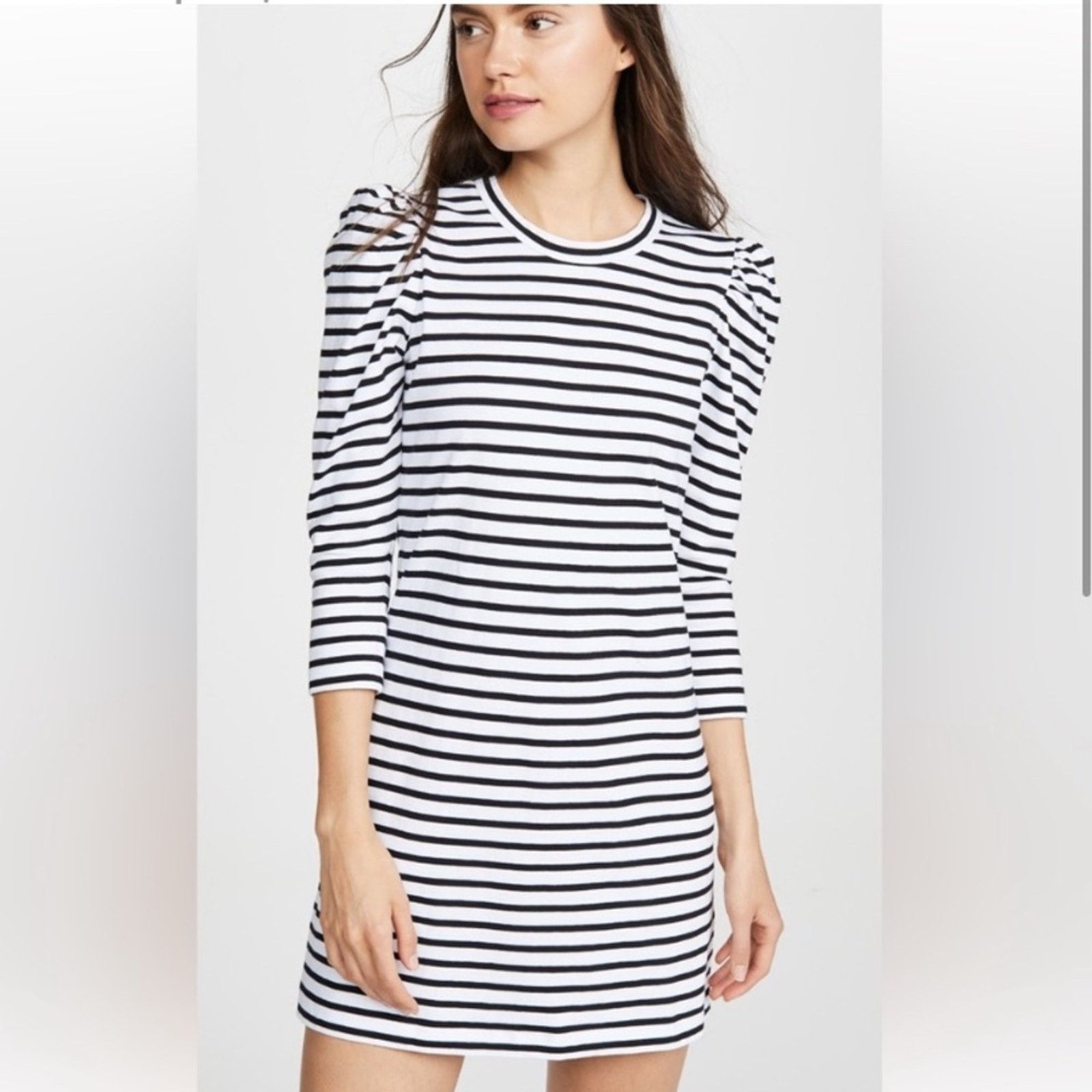 A.L.C. A.L.C. $365 Kidman Black Striped Puff LS Tee Dress XS Size XS / US 0-2 / IT 36-38 - 8 Thumbnail