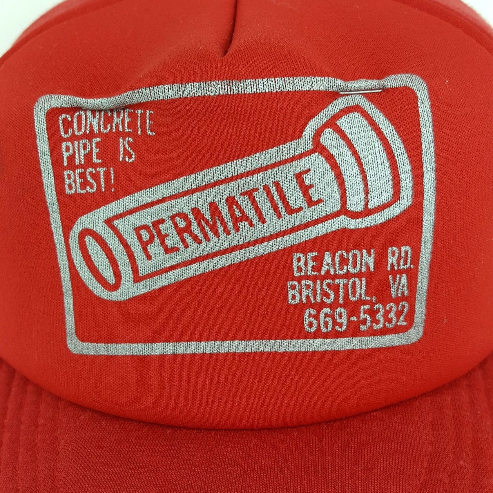 Vintage VINTAGE San Sun 80s Permatile Concrete Pipe Trucker Hat Foam Snapback Adjustable Retro Cap Hat Mens Red Size ONE SIZE - 4 Thumbnail