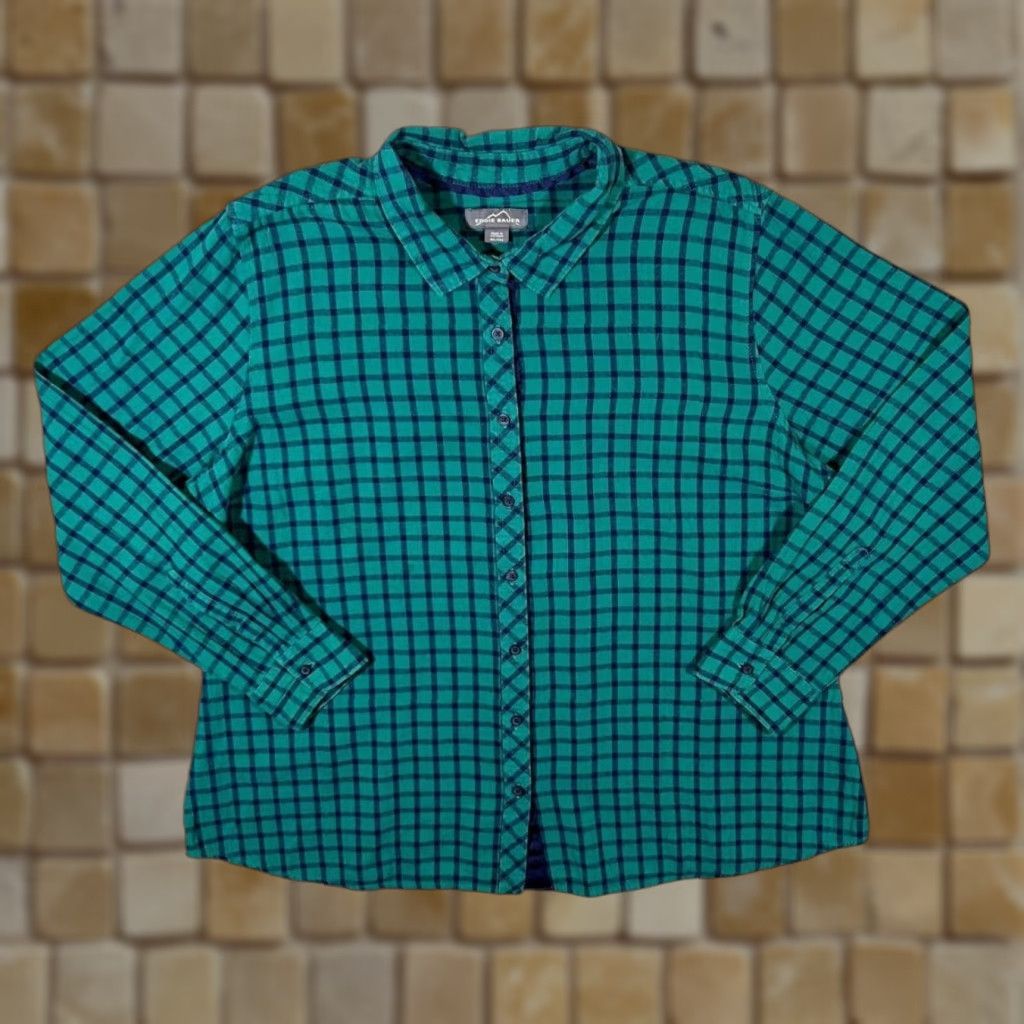 Eddie Bauer Eddie Bauer Plaid Check Long Sleeve Flannel Shirt Women XXL Green Blue 100% cotton Button-Up Casual Womens Size XXL / US 16-18 / IT 52-54 - 1 Thumbnail