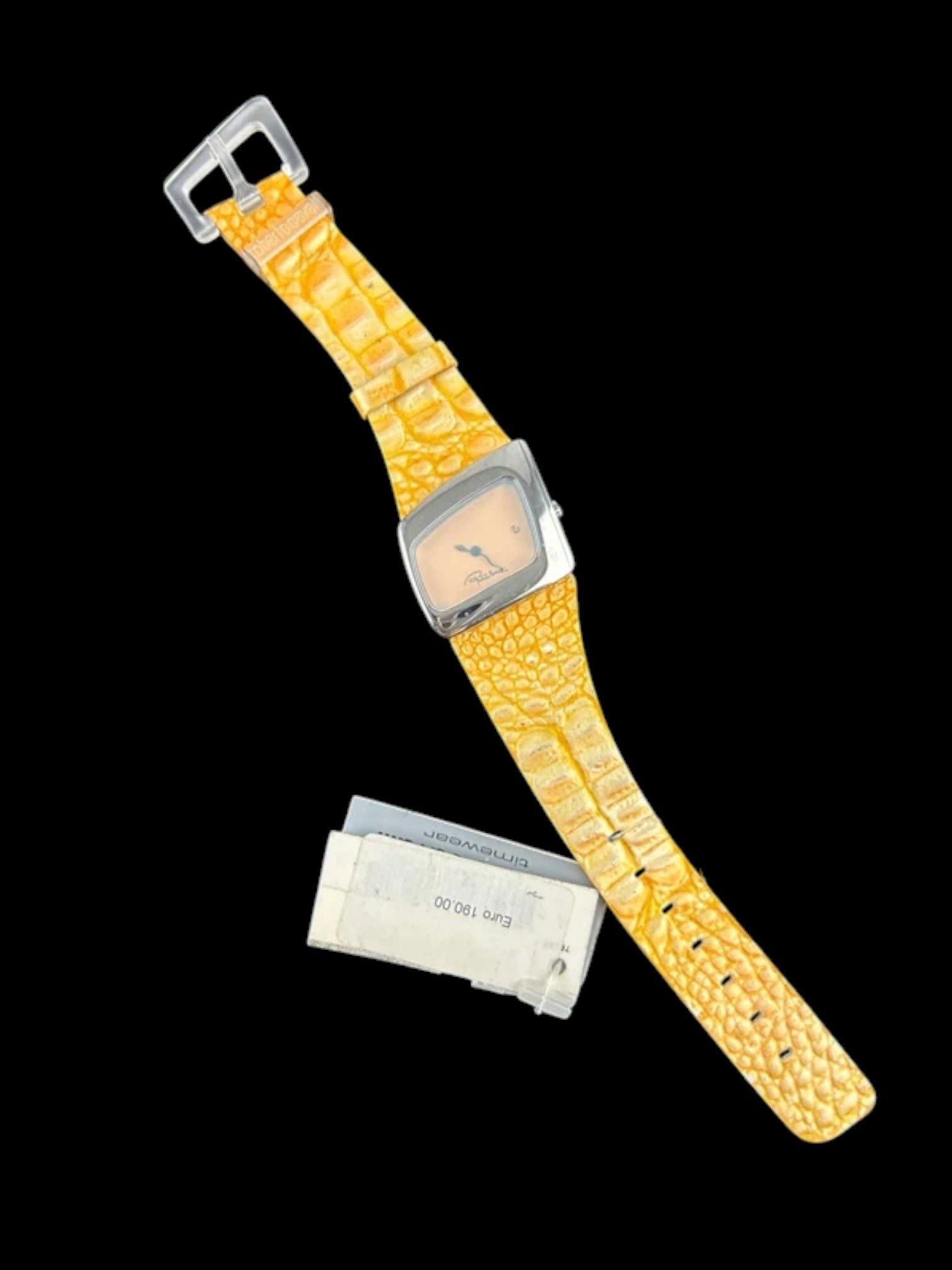 Roberto Cavalli Roberto Cavalli Asymmetric Watch w/ Yellow Croc Strap 2000s Size ONE SIZE - 2 Thumbnail