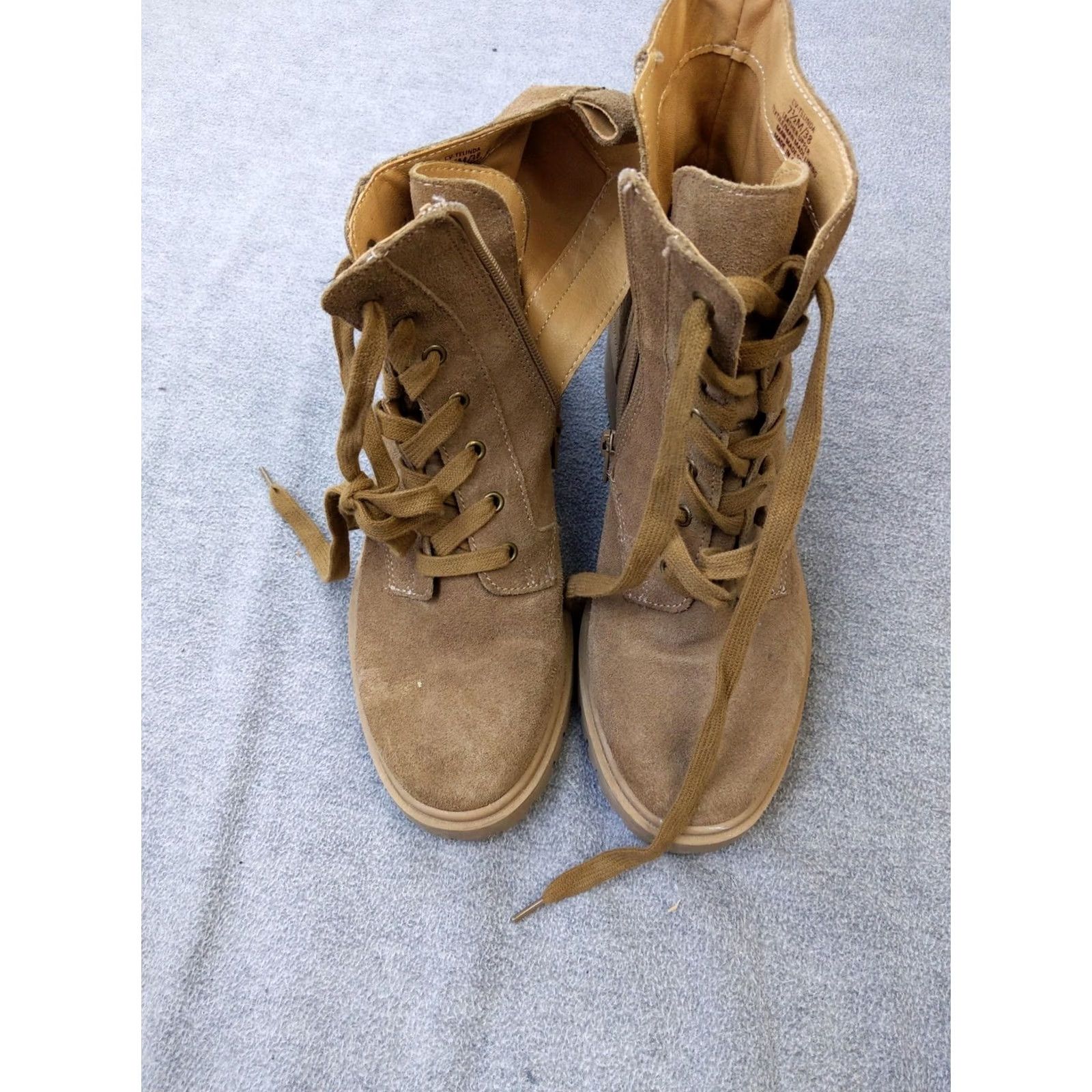 Vintage Crown Vintage Boots Womens 7.5 Brown Leather Ankle Combat Lace Up Zip Booties Size US 8 / IT 38 - 2 Thumbnail