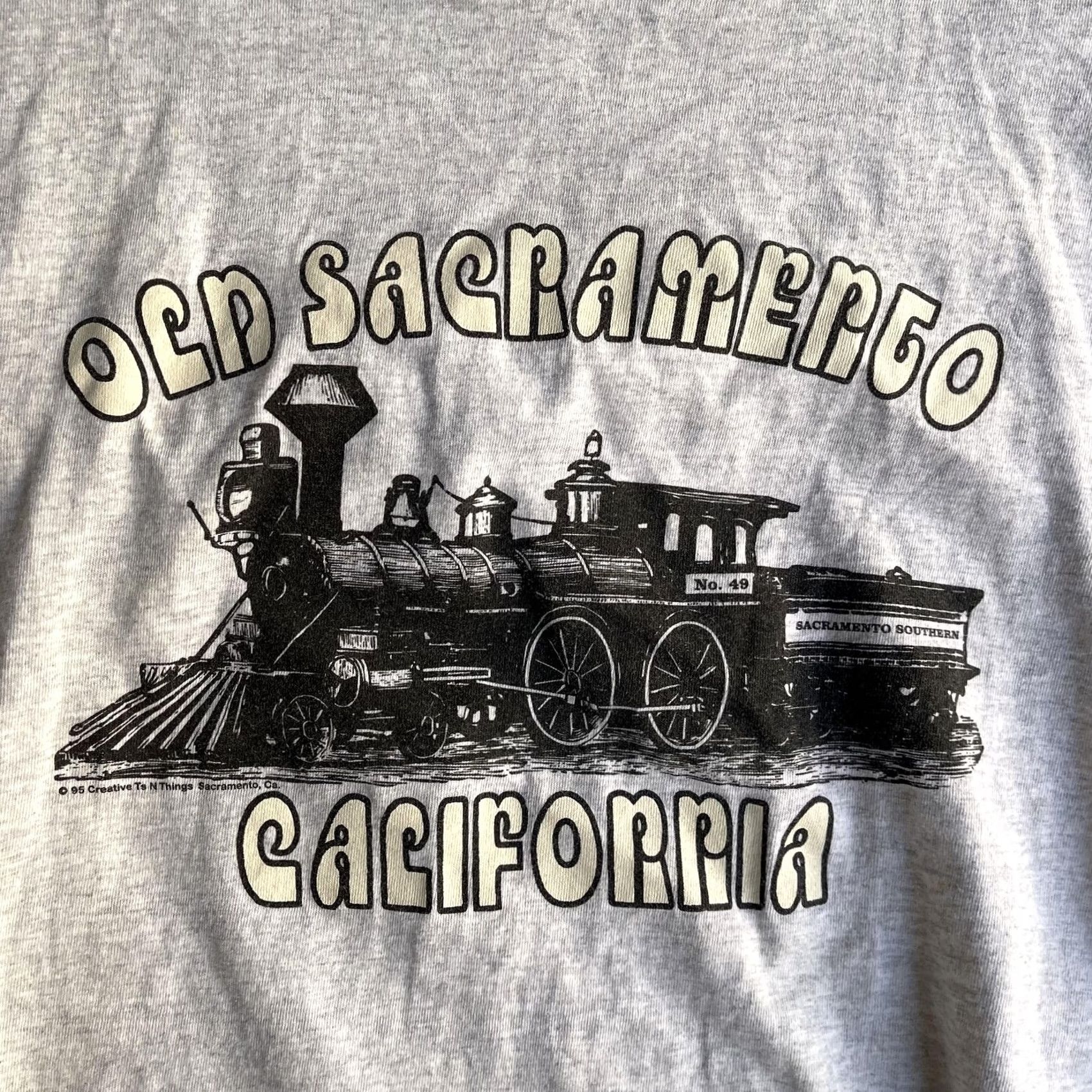 Vintage VINTAGE Old Sacramento California Shirt Womens Small Gray Train Graphic T-Shirt Size S / US 4 / IT 40 - 2 Thumbnail