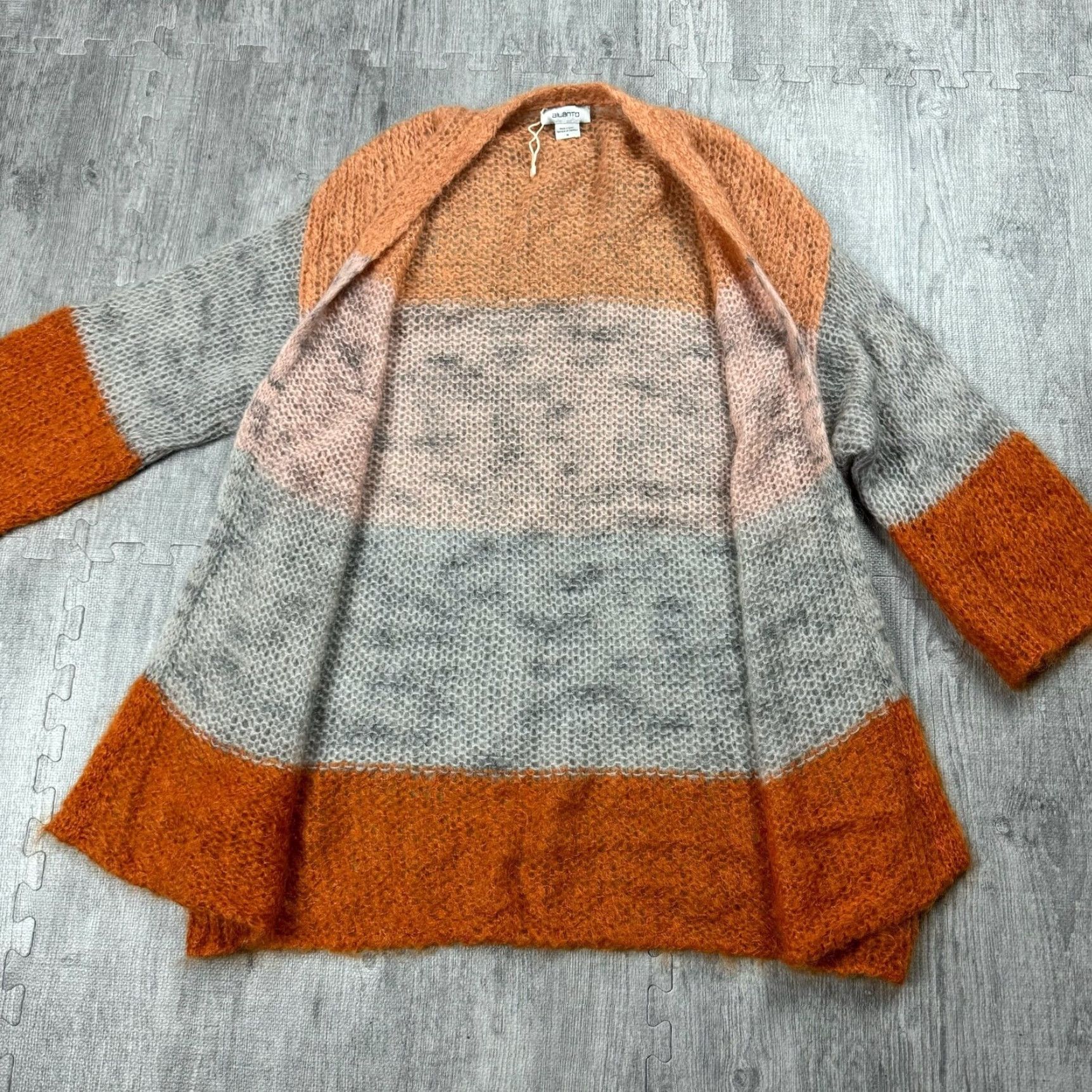 Vintage VINTAGE AILANTO Designer Spain Open Front Fuzzy Mohair Cardigan Women Size M Orange Geometric Knit Fall Winter Spring Size M / US 6-8 / IT 42-44 - 5 Thumbnail