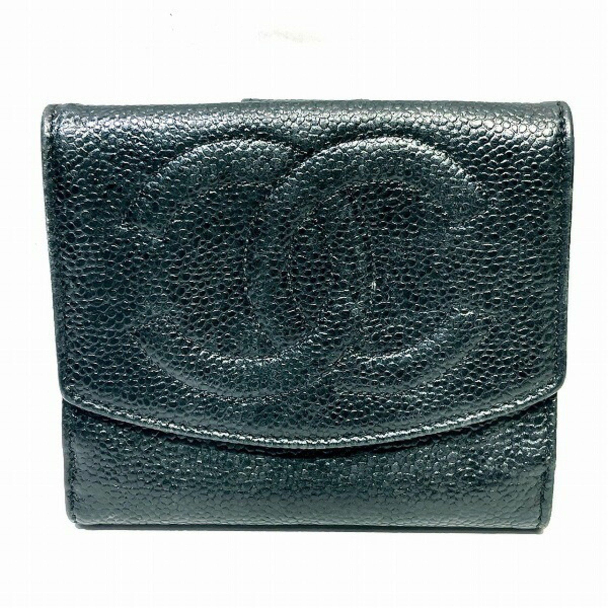 image of Chanel Cocomark Caviar Skin Bifold Wallet Ladies in Black, Women's