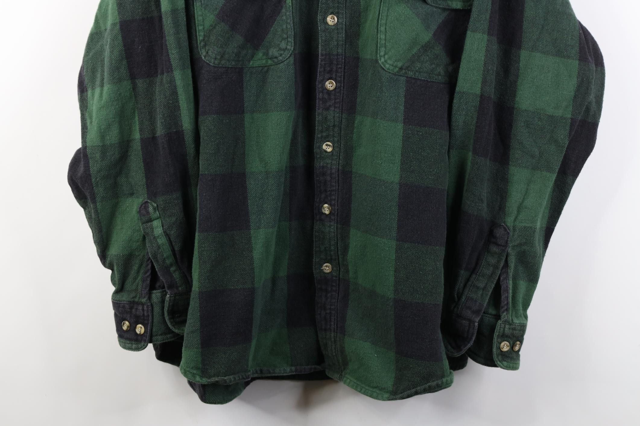 Vintage Vintage 90s Streetwear Heavyweight Button Shirt Green Plaid Size US XL / EU 56 / 4 - 3 Thumbnail
