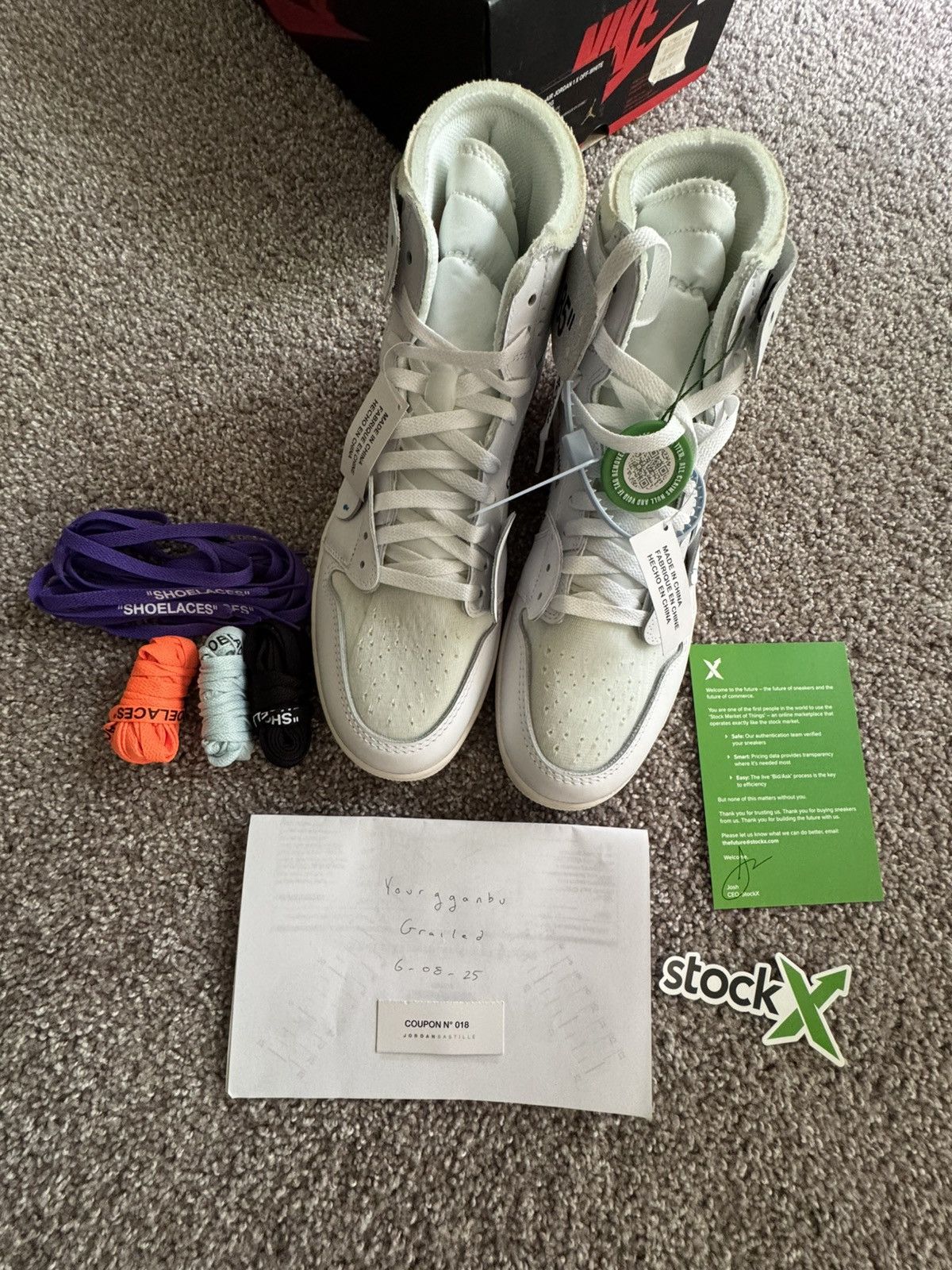 Jordan Brand × Off-White Off-White x Air Jordan 1 Euro **SOLD** Size US 11.5 / EU 44-45 - 14 Thumbnail