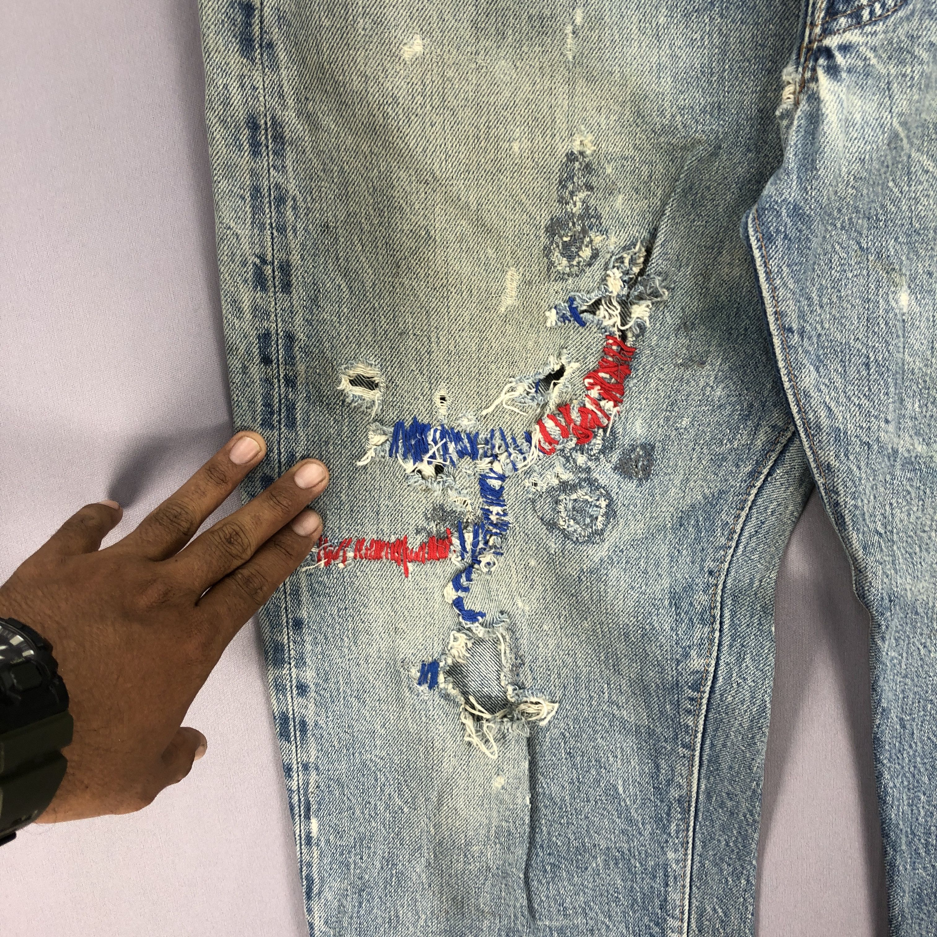 Levi's Vintage Levis 501 Selvedge Button #6 Distressed Jeans Denim Size US 34 / EU 50 - 8 Thumbnail