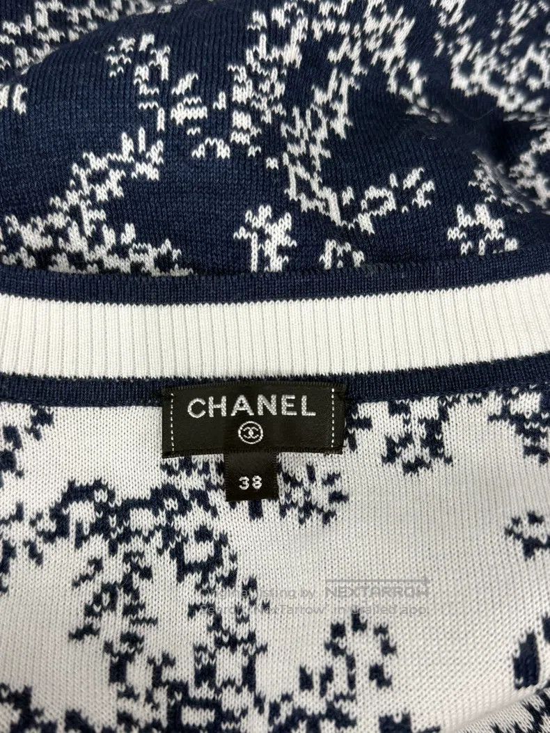 Chanel Chanel Blue and white printed logo cardigan coat Size XS / US 0-2 / IT 36-38 - 4 Thumbnail