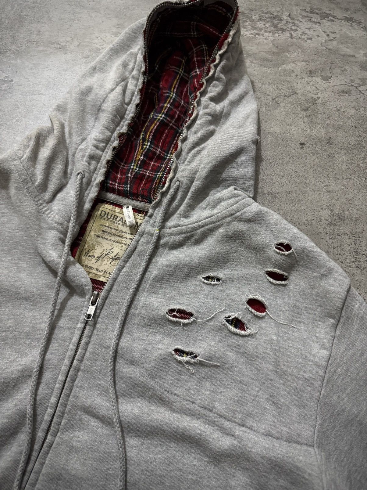 Japanese Brand DURALIUM DISTRESSED SHOOT DESIGN POEM GRUNGE HOODIE Size US M / EU 48-50 / 2 - 5 Thumbnail