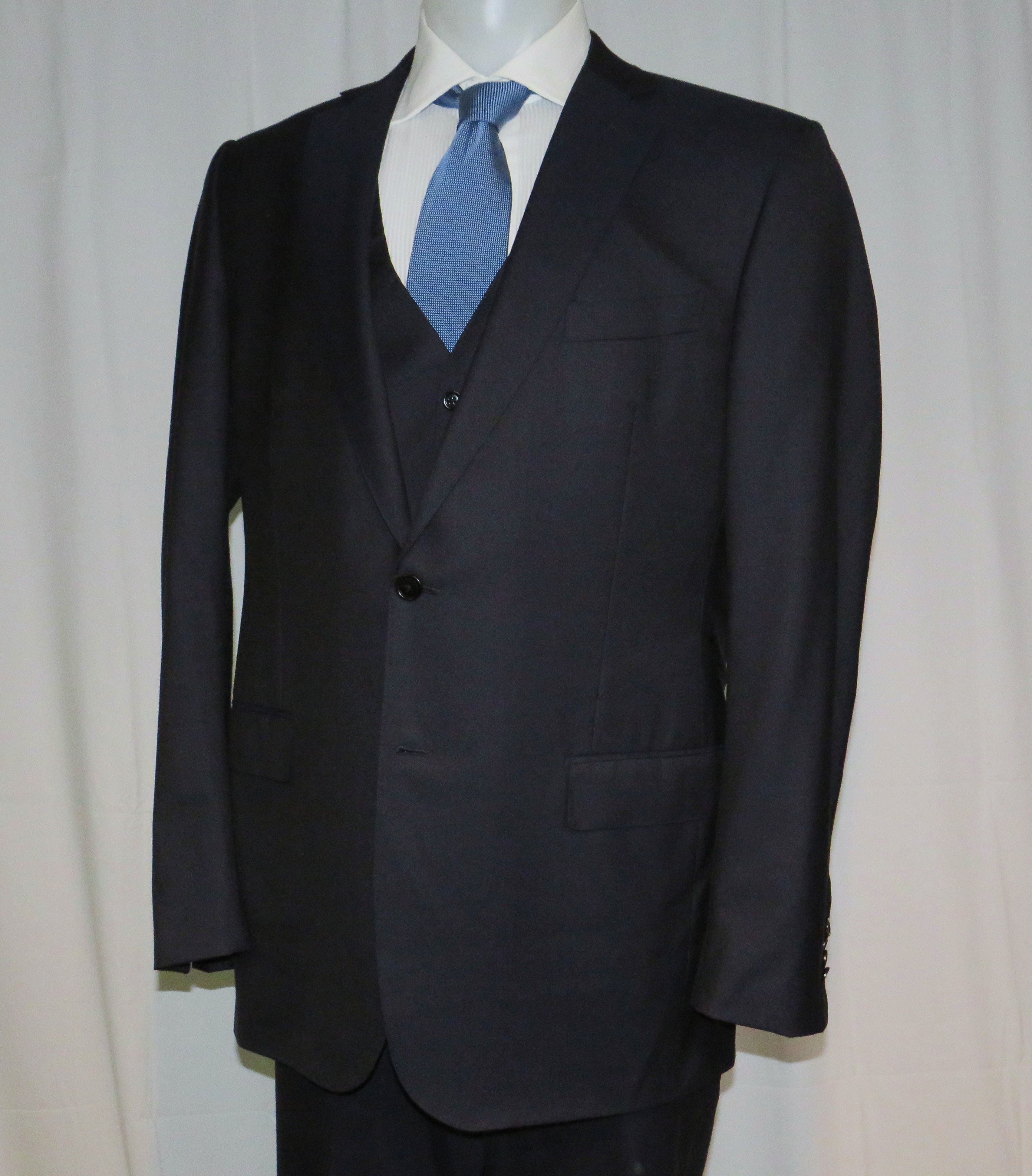 Ermenegildo Zegna Su Misura Exclusive 15milmil15 Navy Three Piece Suit 46L Size 46L - 10 Thumbnail