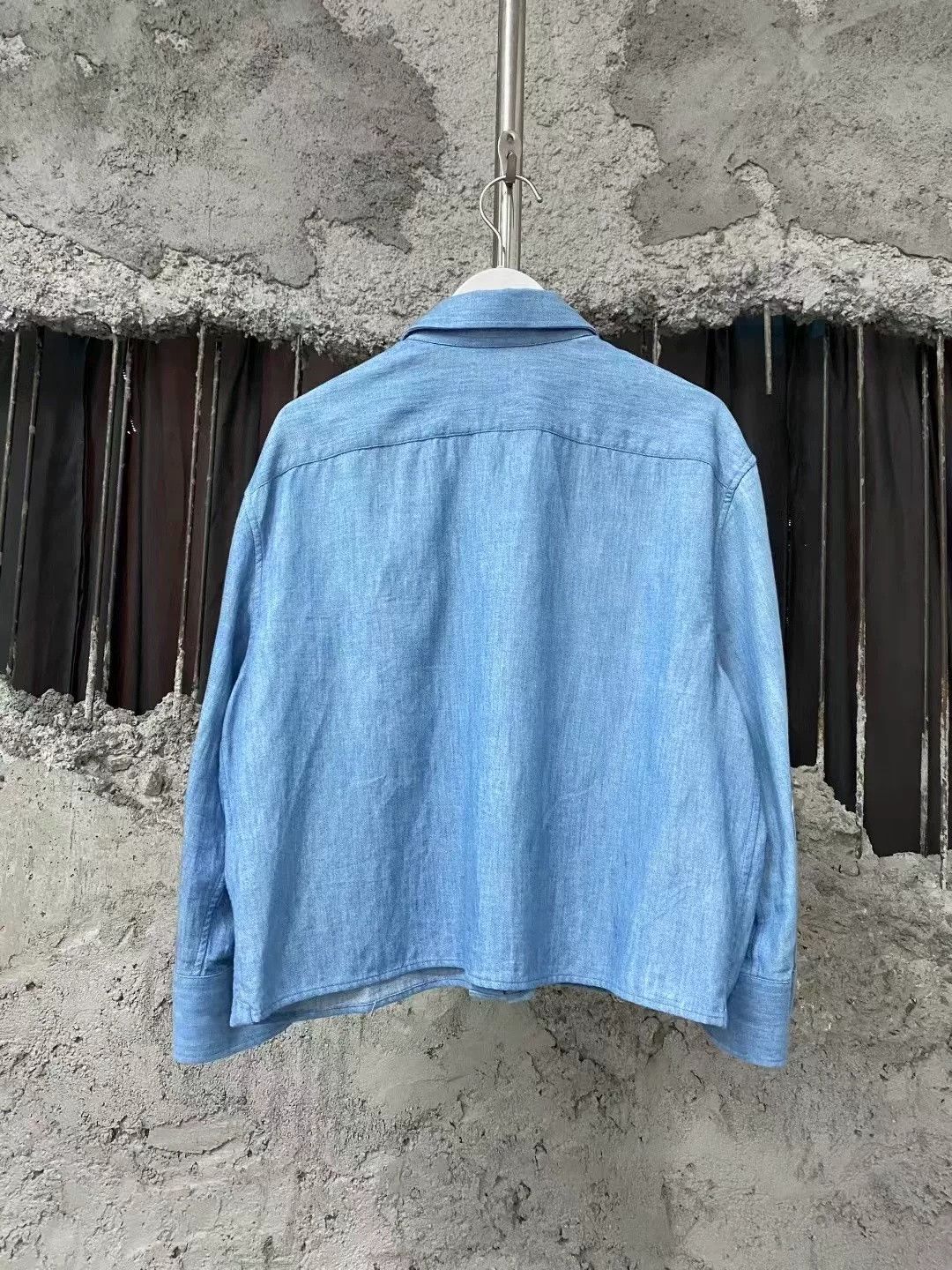 Celine Celine Blue Embroidered Triomphe Denim Shirt Size US 26 / EU 42 - 2 Thumbnail