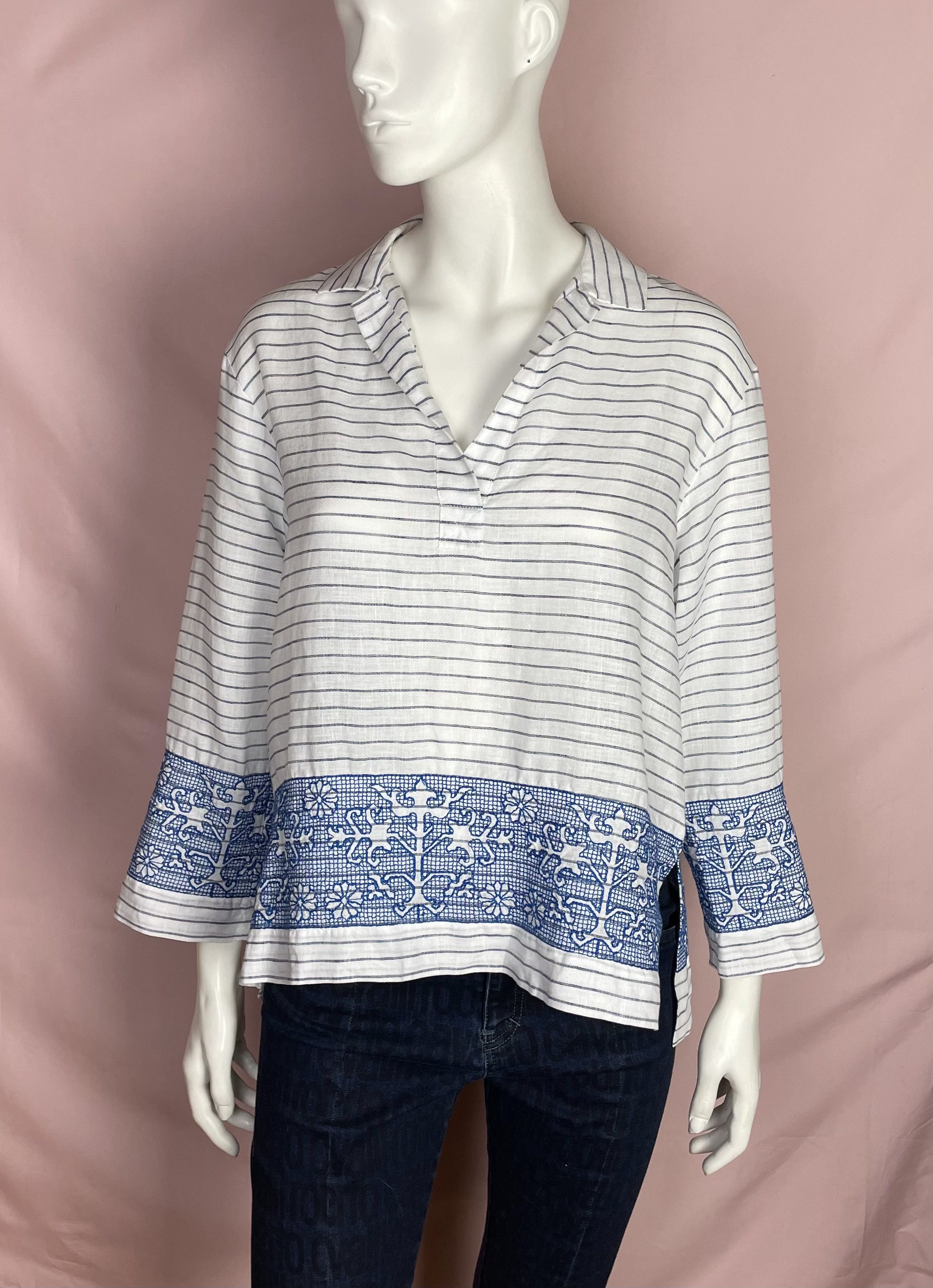 Max Mara Max Mara Pure Linen Striped Tunic Top Size M / US 6-8 / IT 42-44 - 3 Thumbnail
