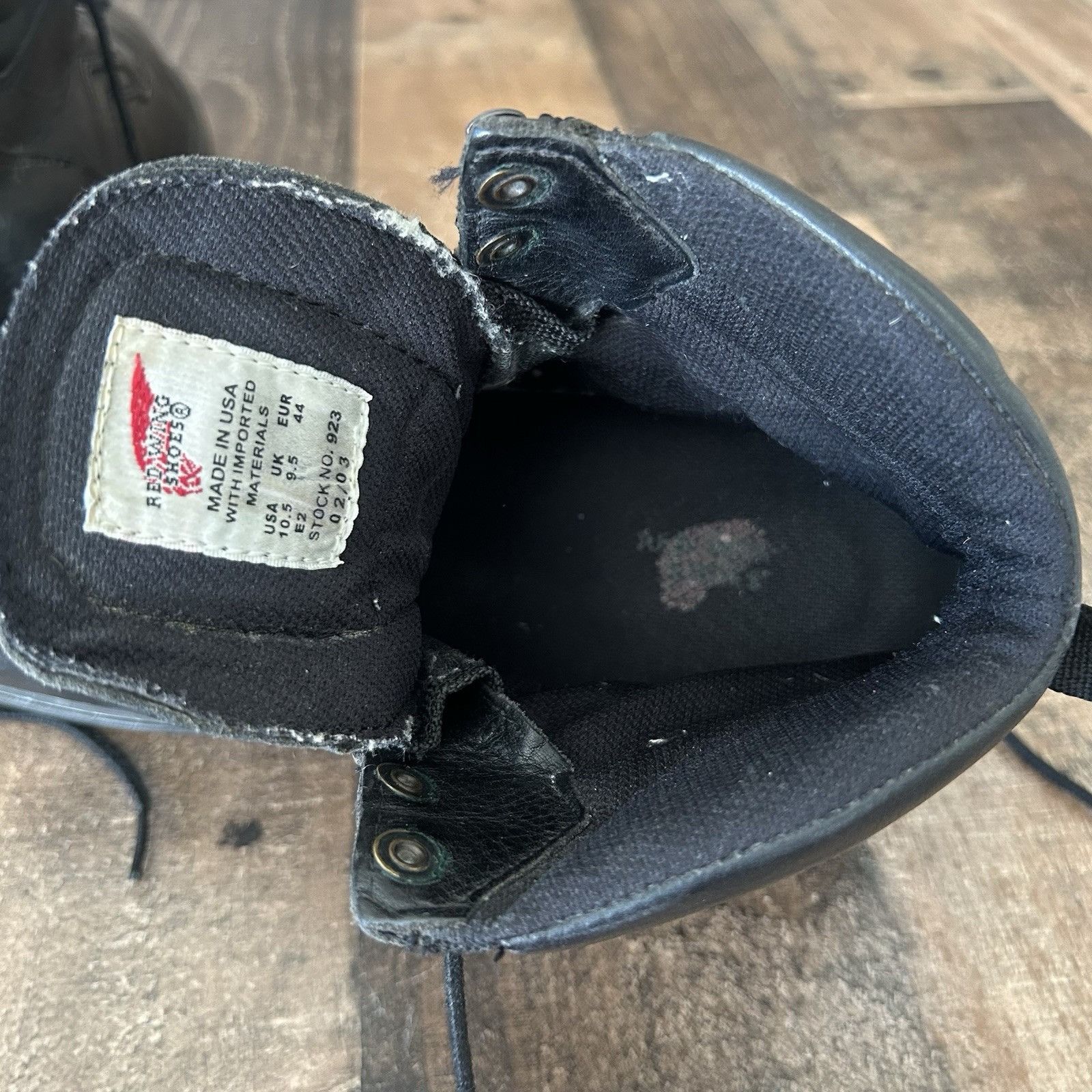 Red Wing Red Wing 923 Black Plain Toe Lace Up Work Boots Mens 10.5 EE Size US 10.5 / EU 43-44 - 12 Thumbnail